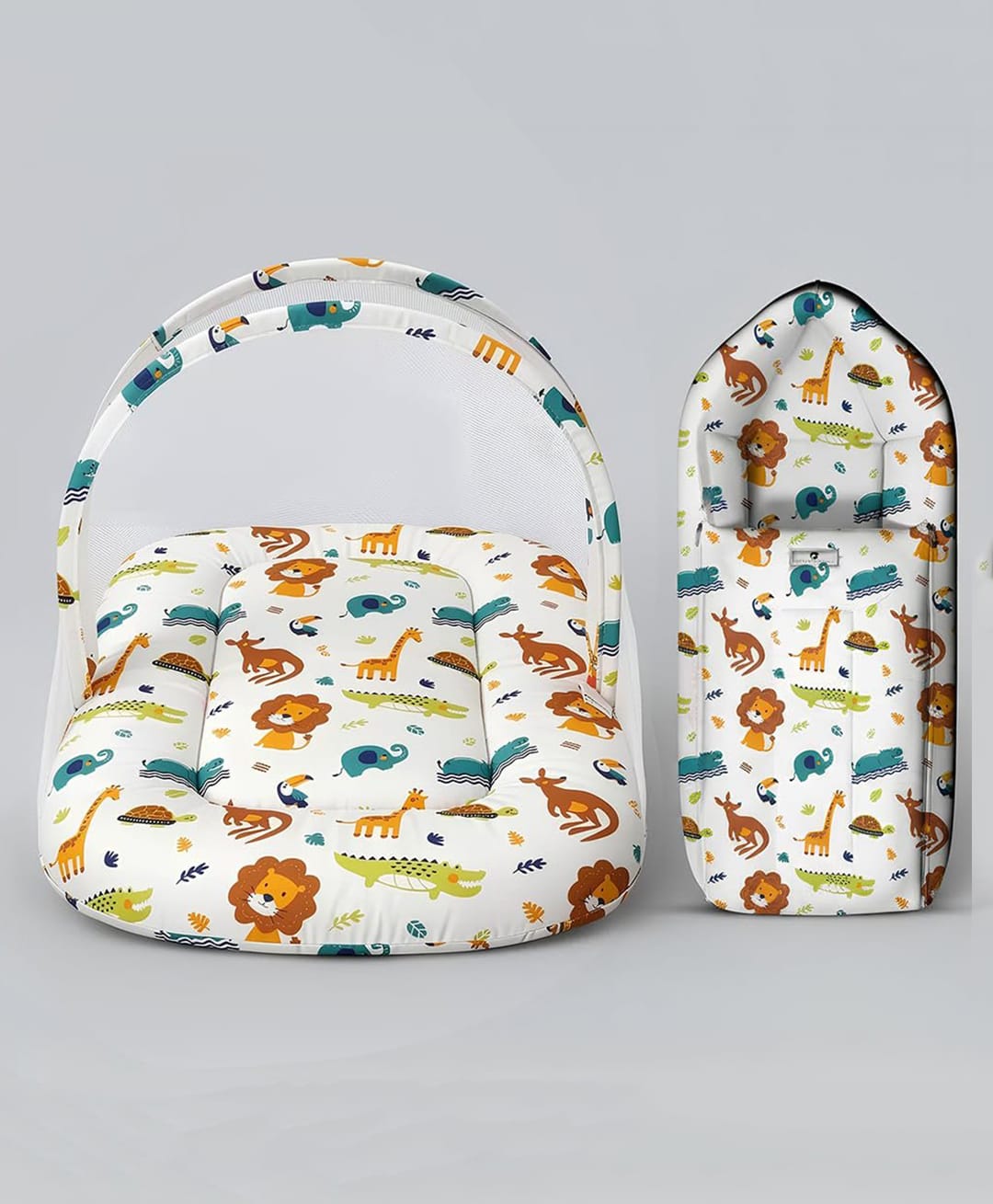 StarAndDaisy 2-in-1 Baby Sleeping Bag with Mosquito Net for Newborn/Soft & Breathable Cotton Sleeping Sack Baby Bedding Set/Foldable Bag for Infant Protection (0-12 Months)-Kangaroo Print-image-16