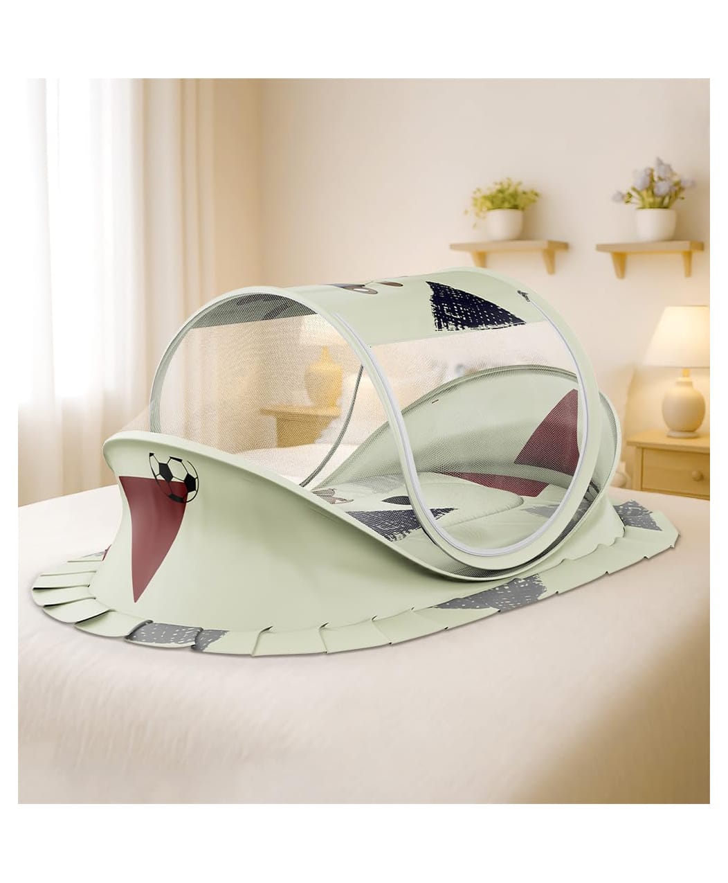 StarAndDaisy Baby Mosquito net for Baby 0-12 Months with Mattress & Head Pillow for Infants, Toddlers Safe Baby, Breathable mesh-Mosquito Net for Baby's Peaceful Sleep - Teddy Print-image-9