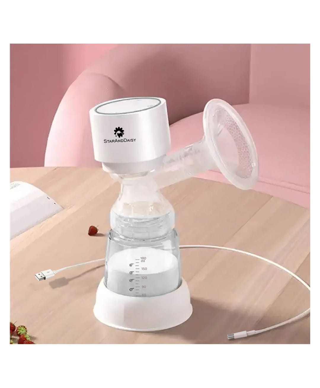 StarAndDaisy Electric Breast pump/Feeding Milk Pump for Mothers with Portable Rechargeable Breastfeeding Pump with Mirror Touch Screen LED Display, 9 Speeds, 4 Modes, Automatic Stimulation-image-9