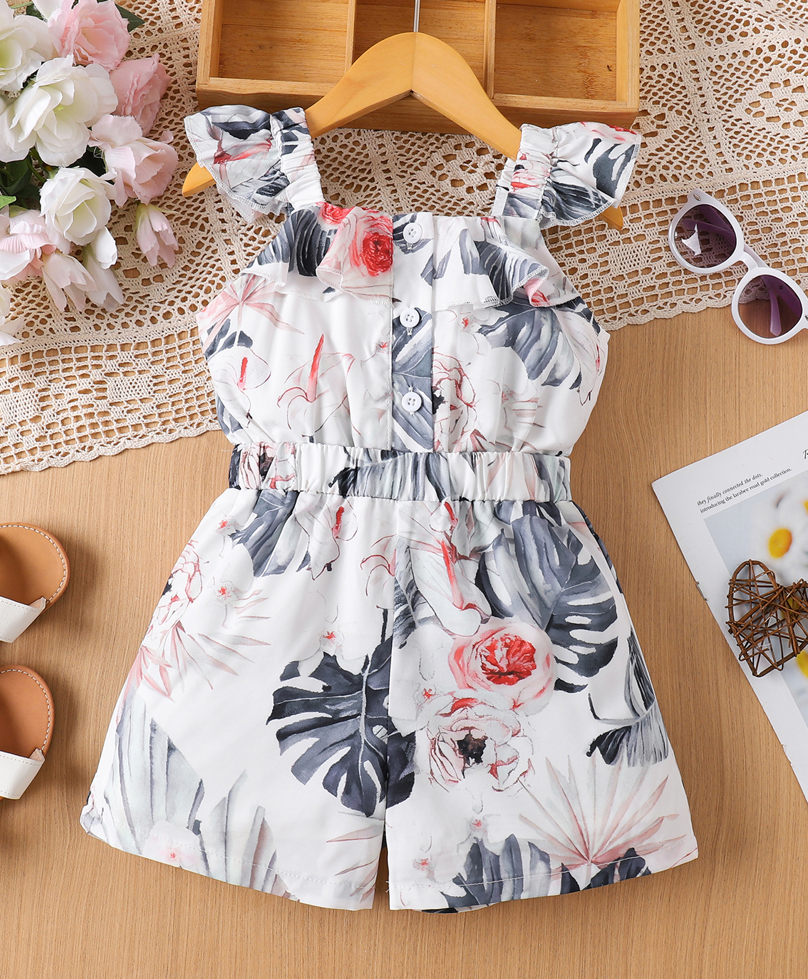 Mark & Mia Frill Sleeves Jumpsuit with Floral Print - Multicolor-picture-24