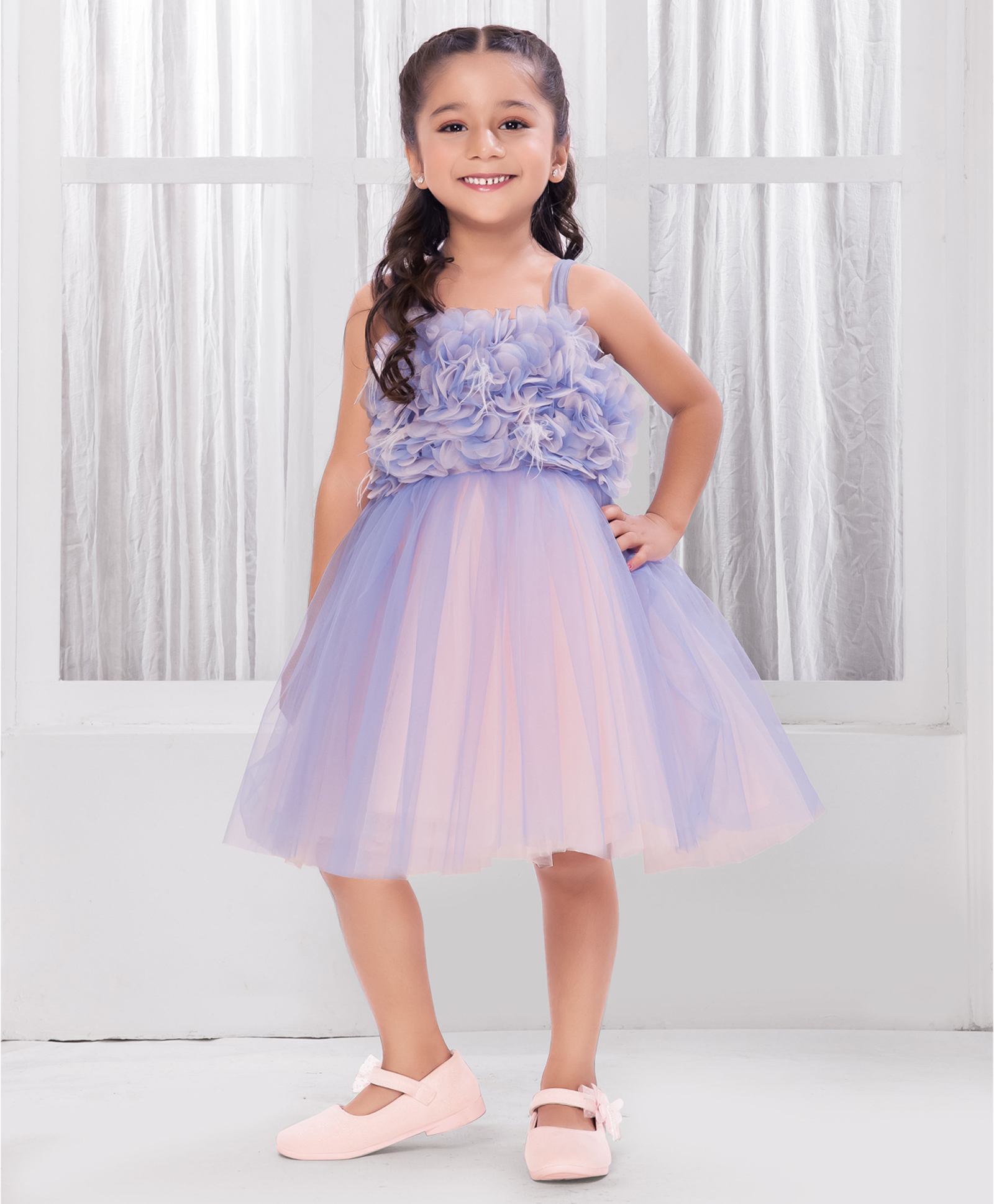 Ministitch Net Woven Sleeveless Ruffles Detailed Dress - Lilac-picture-19