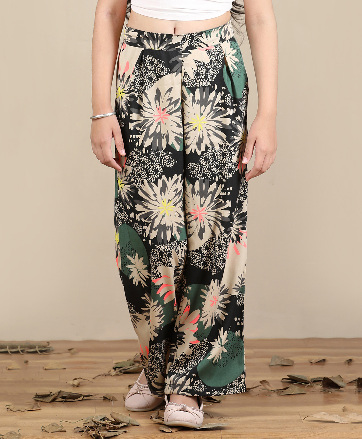 Cutiekins Woven Floral Printed Pant - Black & Multi-picture-13
