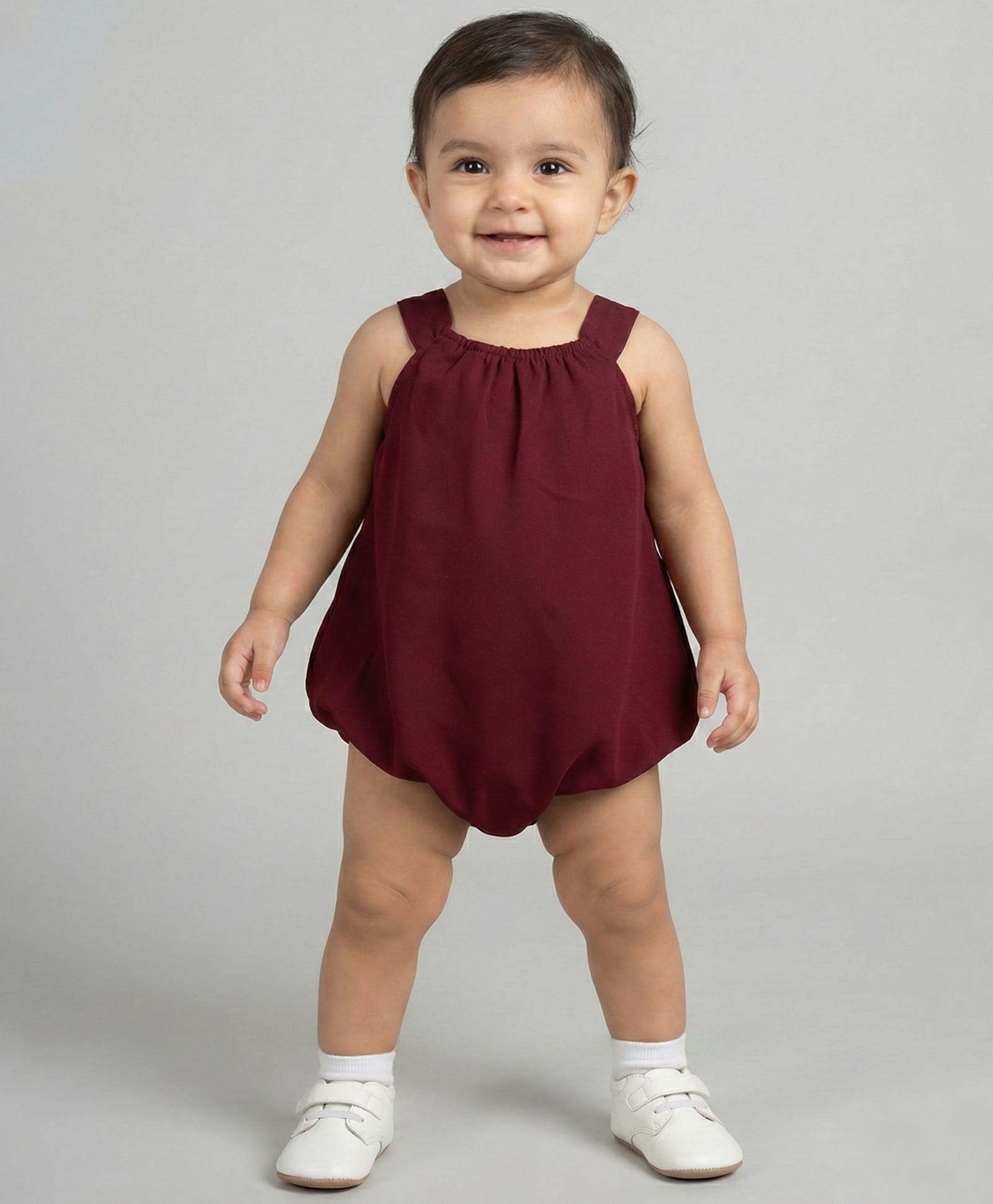 Creative Kids Creative Kids Georgette Woven Sleeveless Solid Onesie - Maroon-picture-44