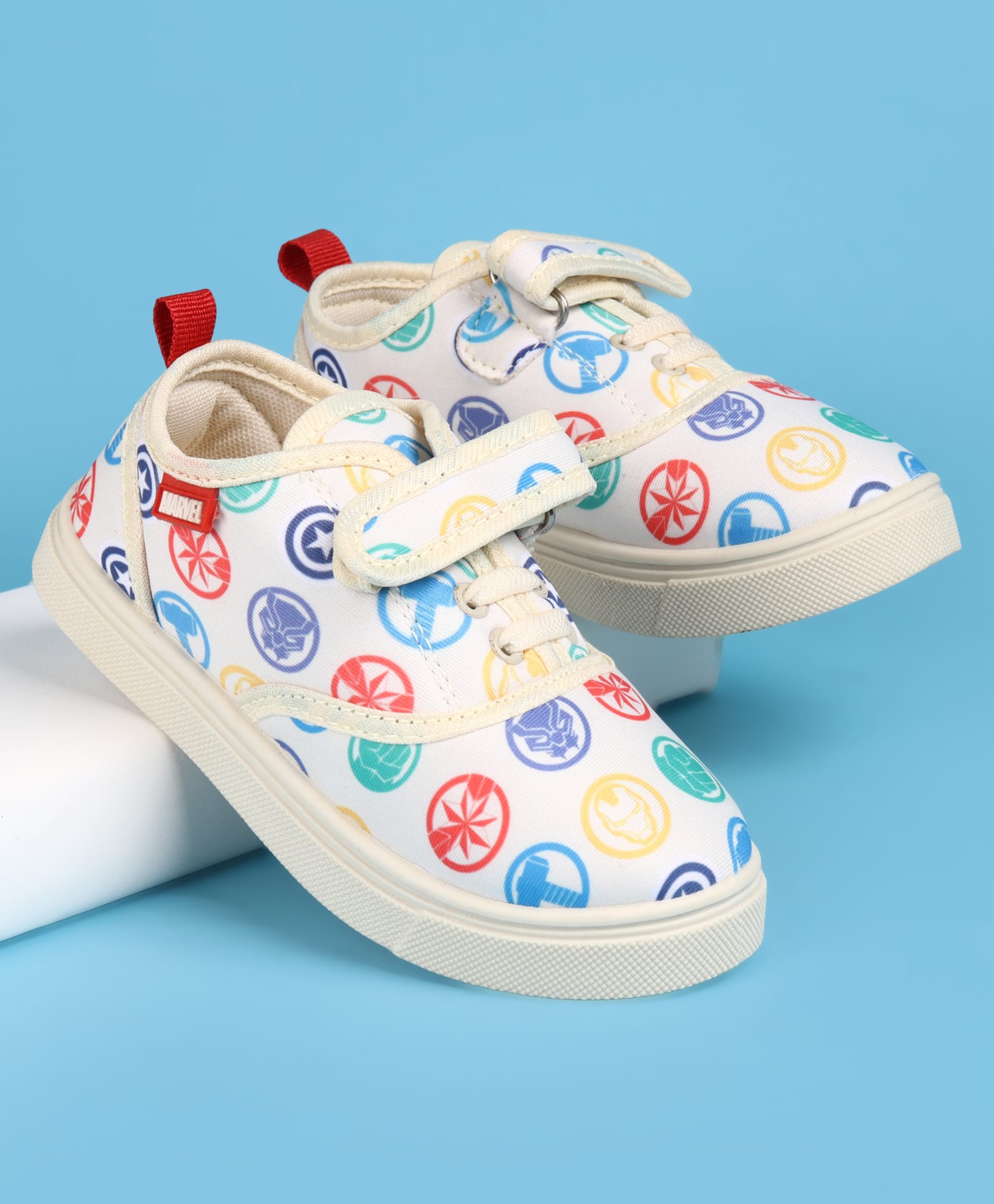 Pine Kids Marvel Slip On Casual Shoes With Avengers Graphics - Beige-image-40