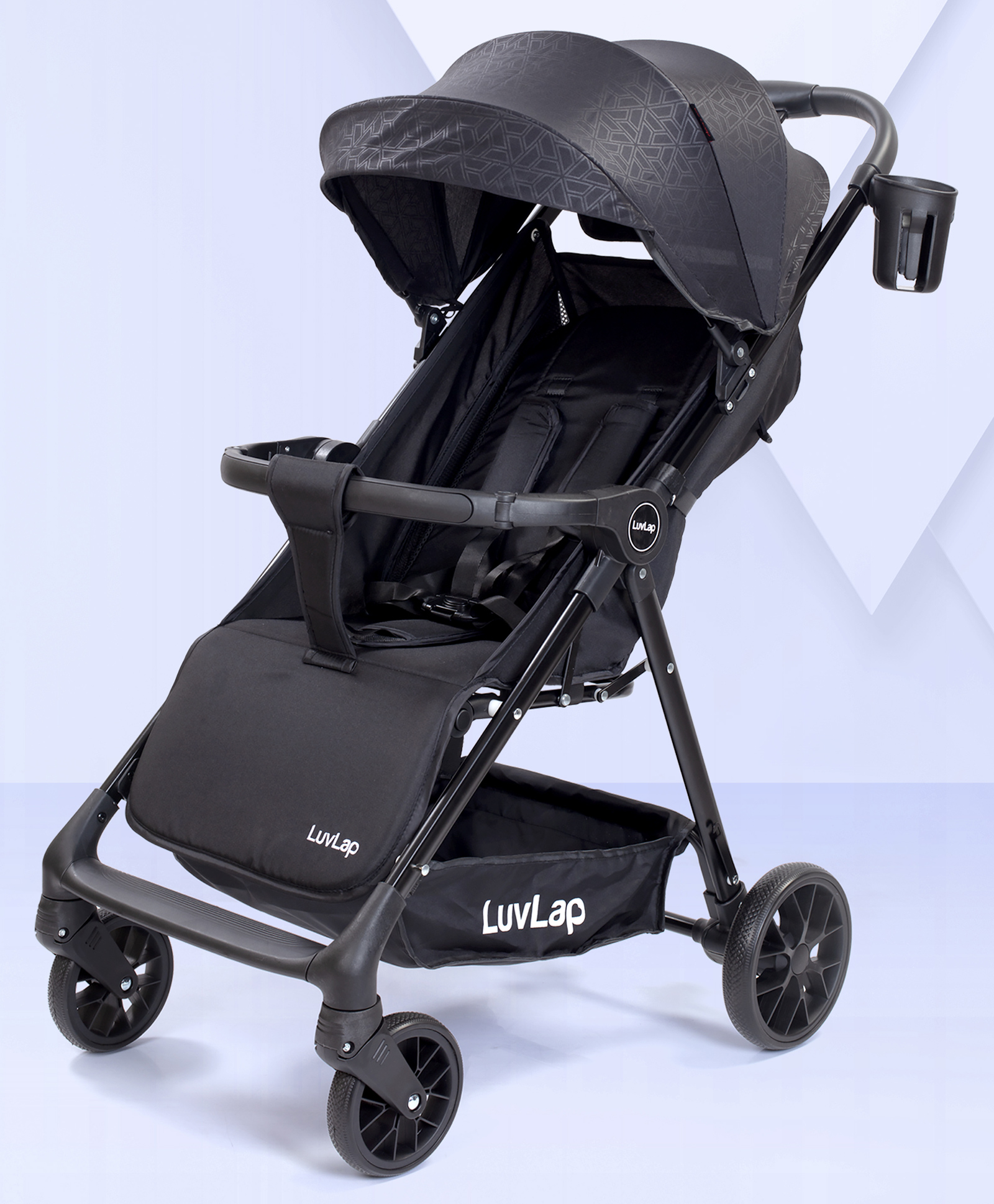 Luv LapComfy Baby Stroller With 5-Point Safety, 360° Swivel Wheels, Adjustable Backrest, Storage Basket, Easy Fold & Canopy - Black-image-32