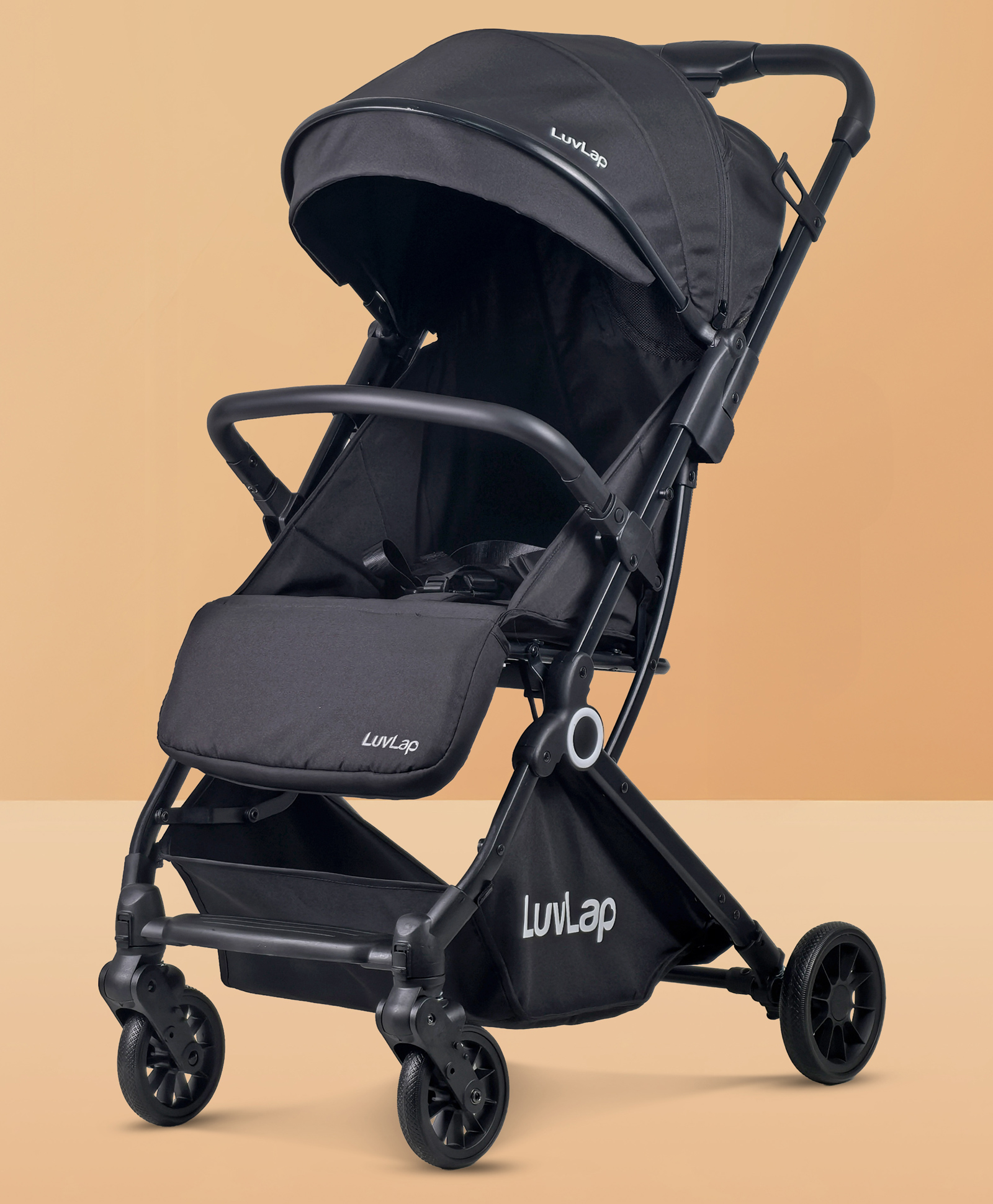 Luv LapElite Baby Stroller With 5-Point Safety, Multi-Recline Seat, Adjustable Footrest, Storage Basket, Easy Fold & Canopy Window - Black-image-35