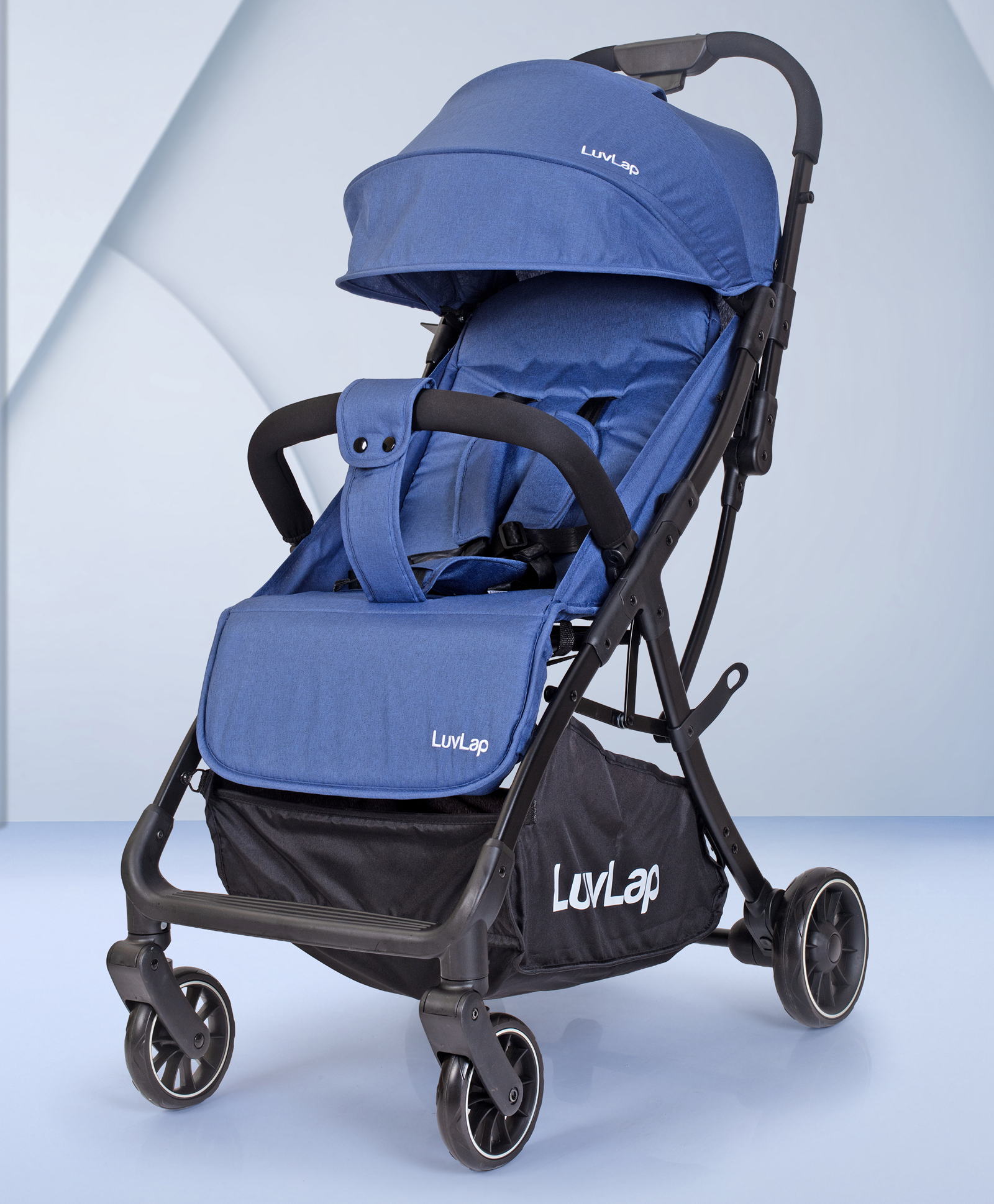 Luv Lap Regency Baby Stroller With 5-Point Safety, Heavy-Duty Wheels, Multi Recline Seat, Adjustable Footrest, Storage Basket & Canopy - Blue-image-38