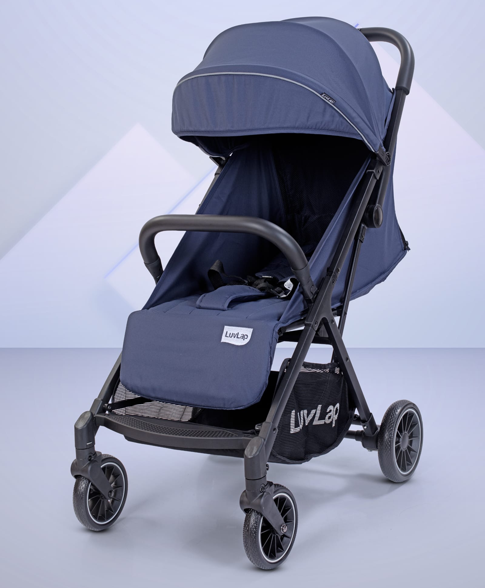 LuvLap Royal Baby Stroller With 5-Point Harness, Heavy Wheels, Multi Recline, Adjustable Footrest, Storage Basket & Extendable Canopy - Blue-picture-24