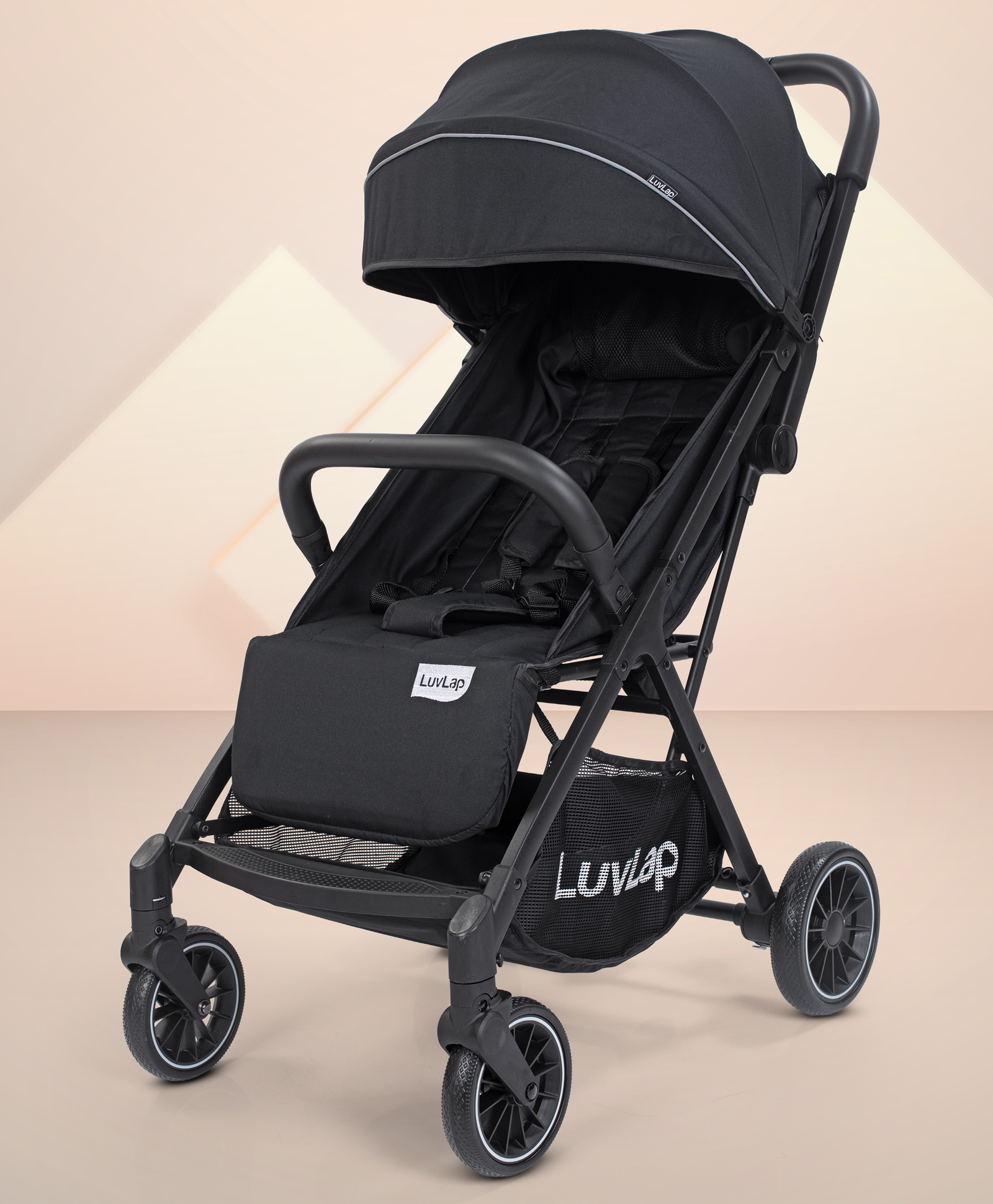 Luv Lap Royal Baby Stroller With 5-Point Safety, Heavy Wheels, Multi Recline Seat, Adjustable Footrest, Storage Basket & Easy Fold Canopy - Black-image-39