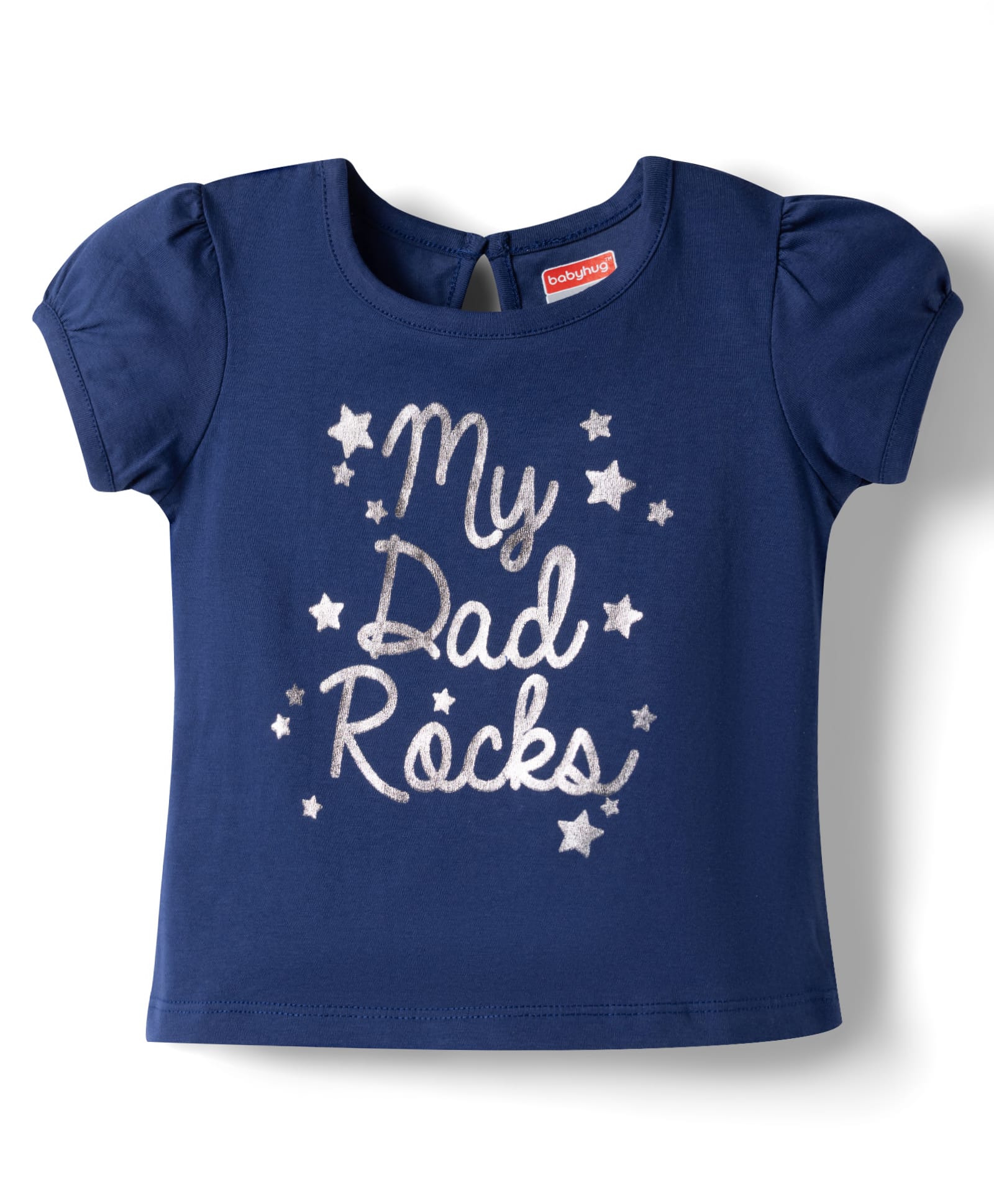 Babyhug Cotton Knit Half Sleeves T-Shirt with Text Print - Navy Blue-picture-24