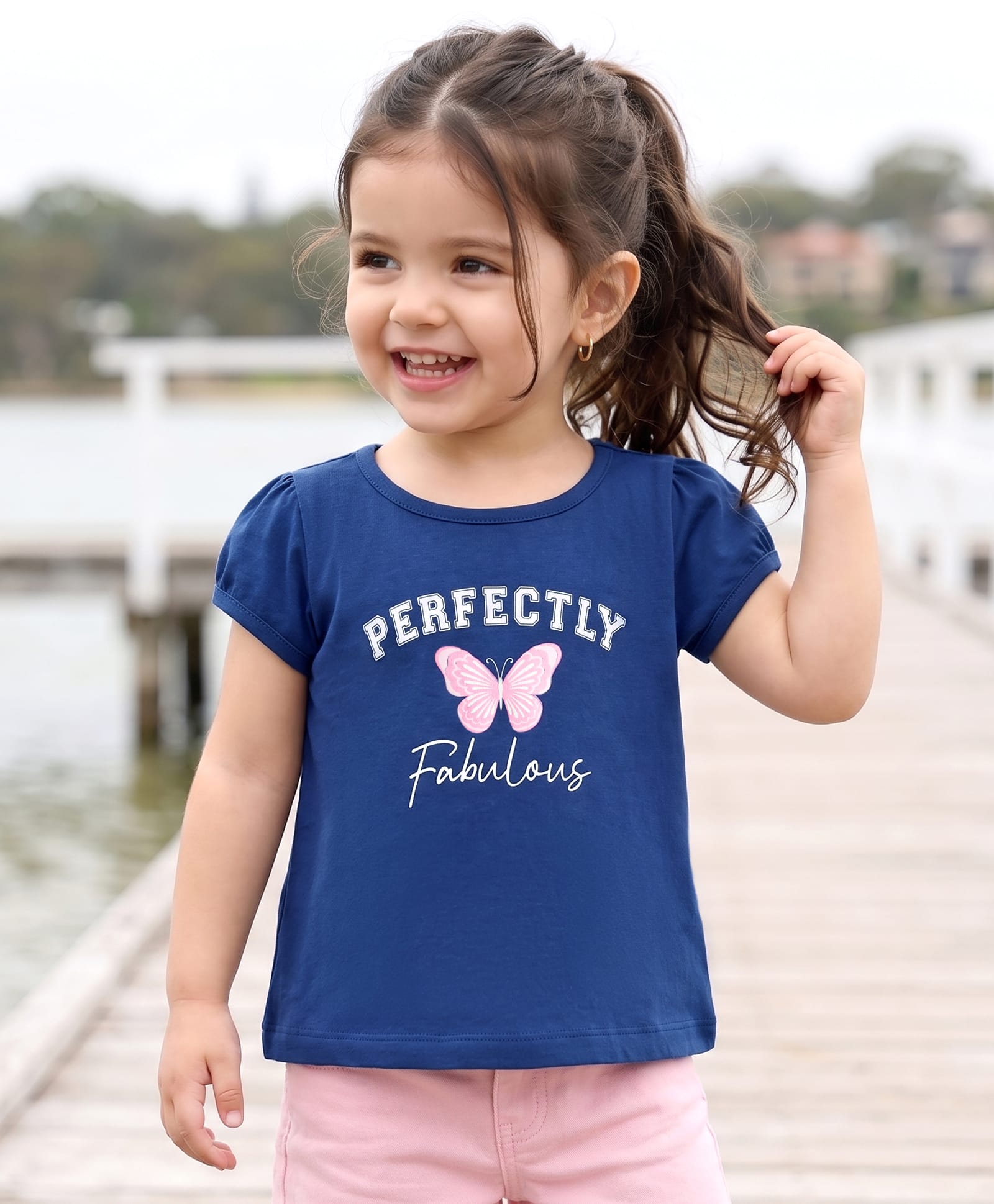 Babyhug Cotton Knit Half Sleeves T-Shirt with Butterfly Print - Navy Blue-image-22