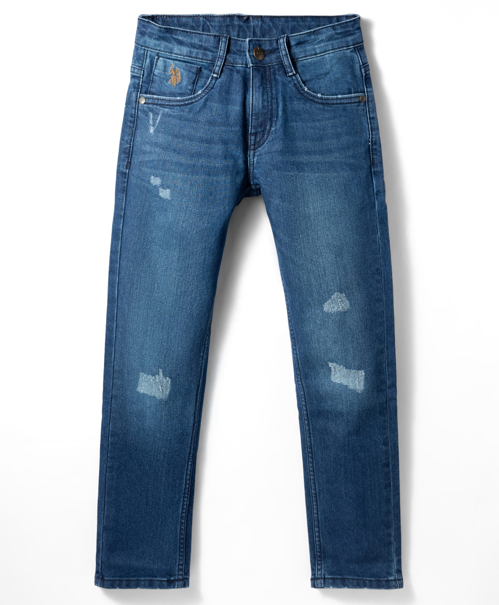 US Polo Assn Cotton Woven Full Length Solid Distressed Jeans - Blue-picture-15