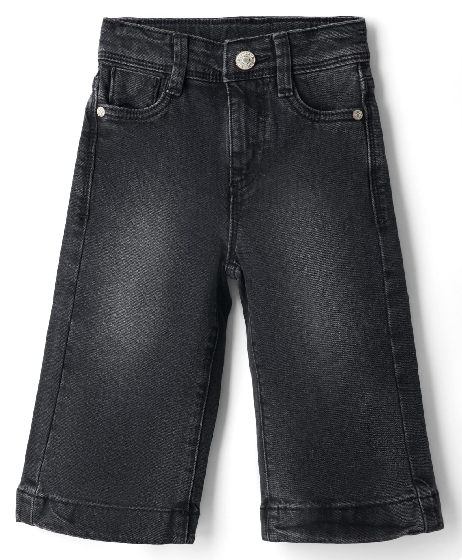 US Polo Assn Cotton Woven Full Length Wide Leg Washed Jeans - Black-image-35