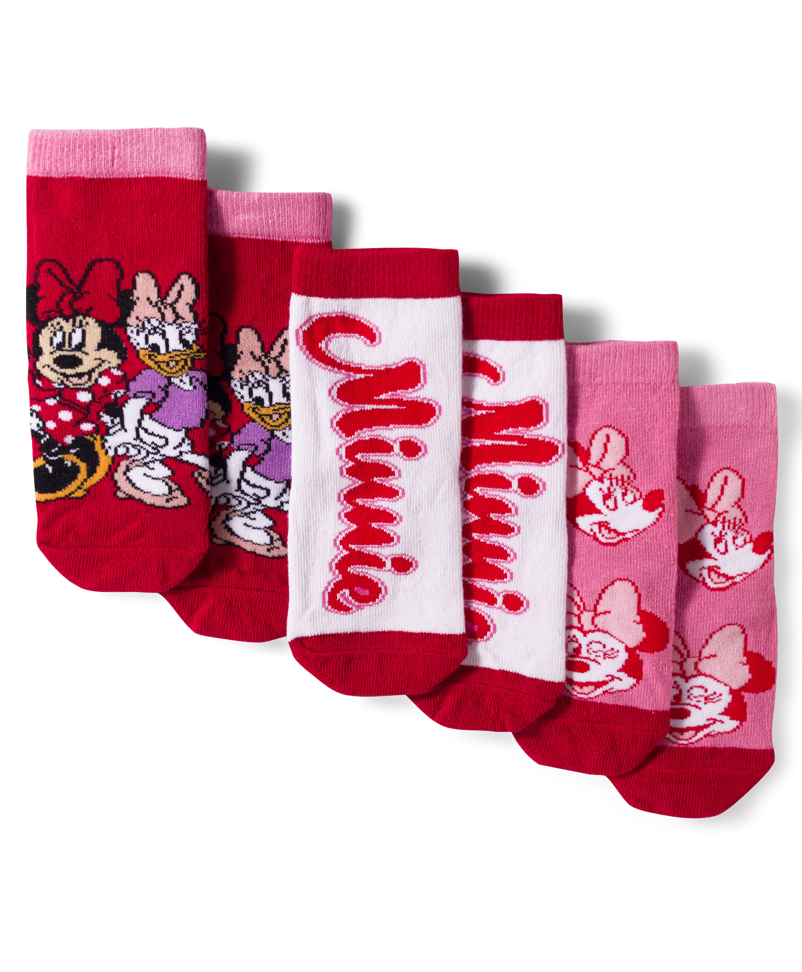 Cute Walk by Babyhug Disney Non Terry Knit Anti-Bacterial Ankle Length Socks with Minnie Mouse Graphic Pack of 3 - Pink White & Red-image-18