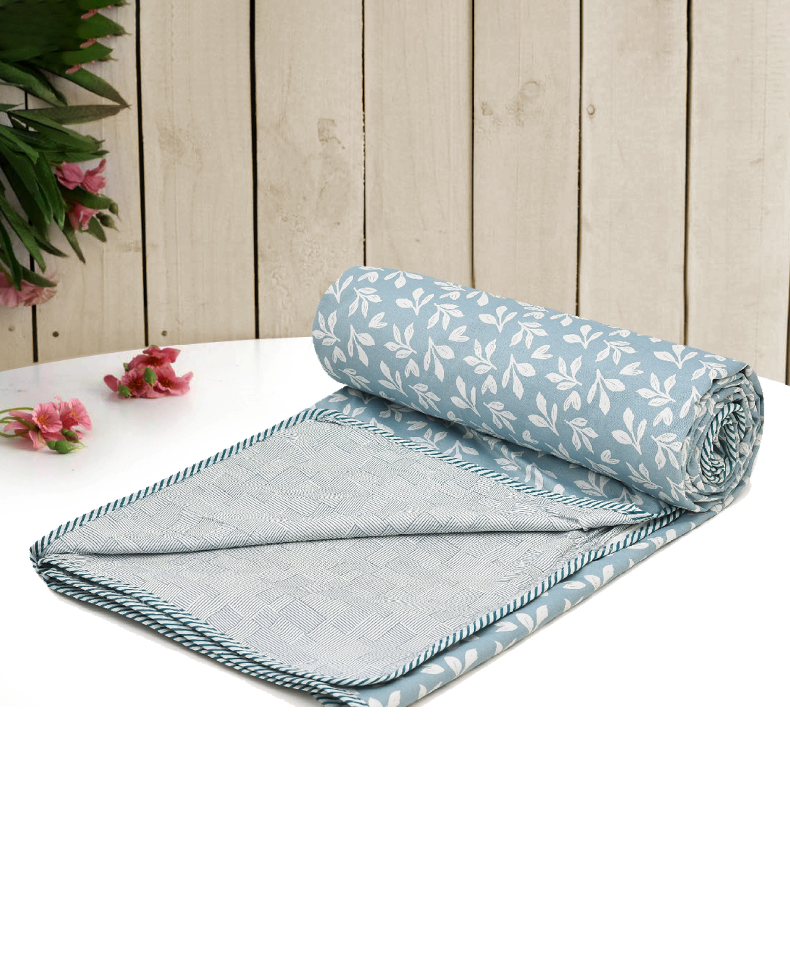 RRC Floral Cotton Double Dohar- Blue-image-5