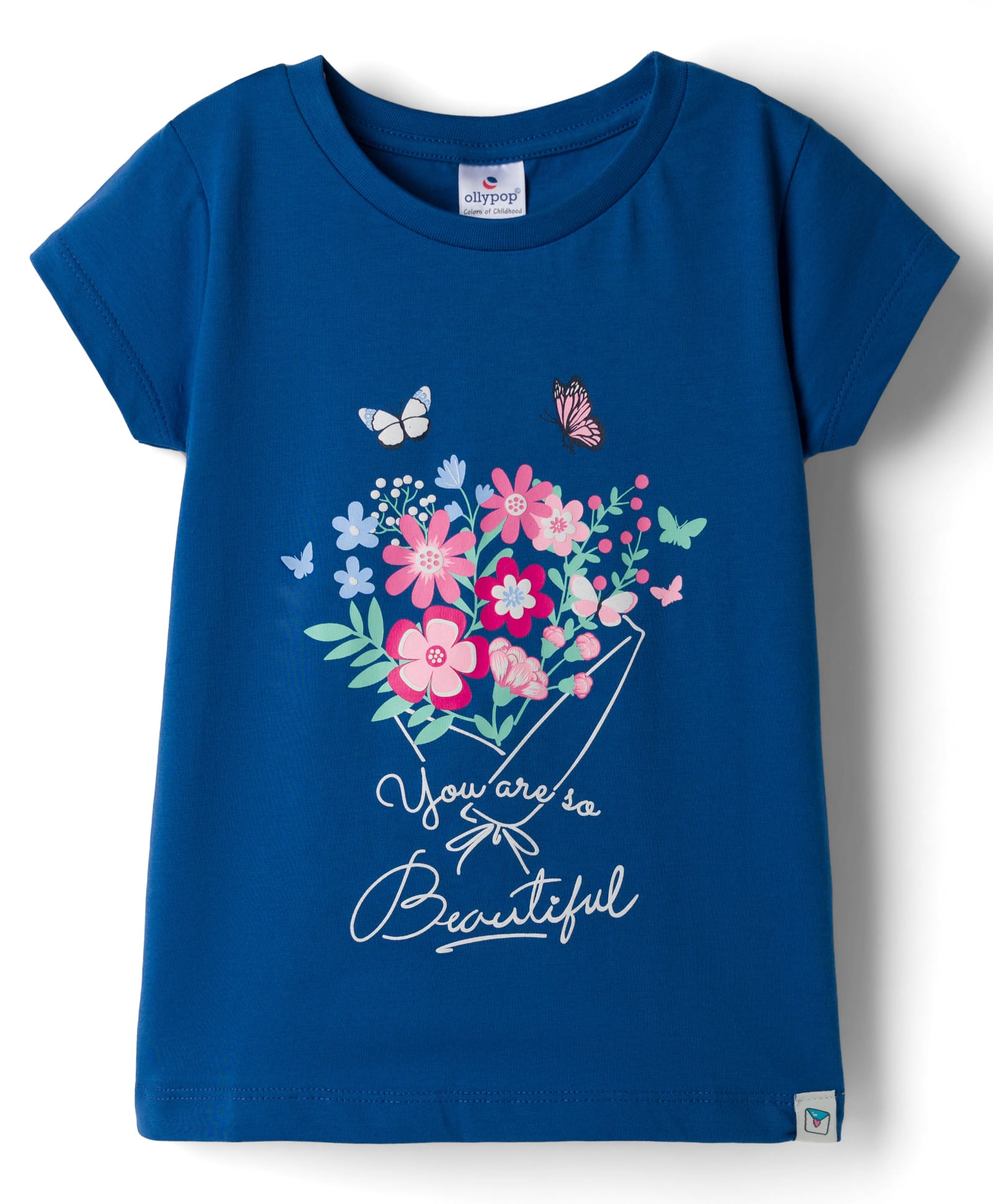 Ollypop Sinker Knit Half Sleeves Floral Printed T-Shirt - Blue-picture-7