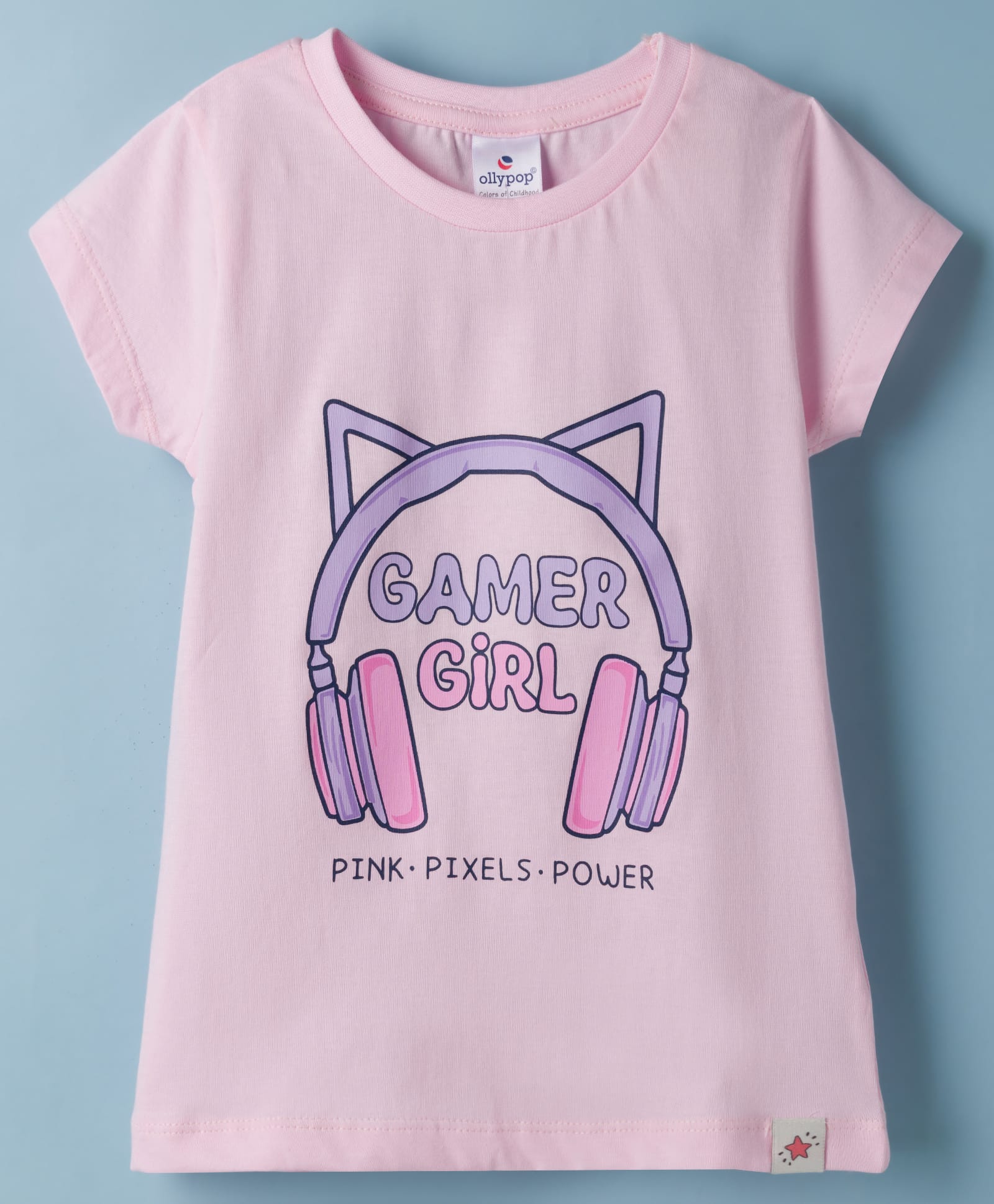 Ollypop Sinker Knit Half Sleeves Text Printed T-Shirt - Pink-picture-49