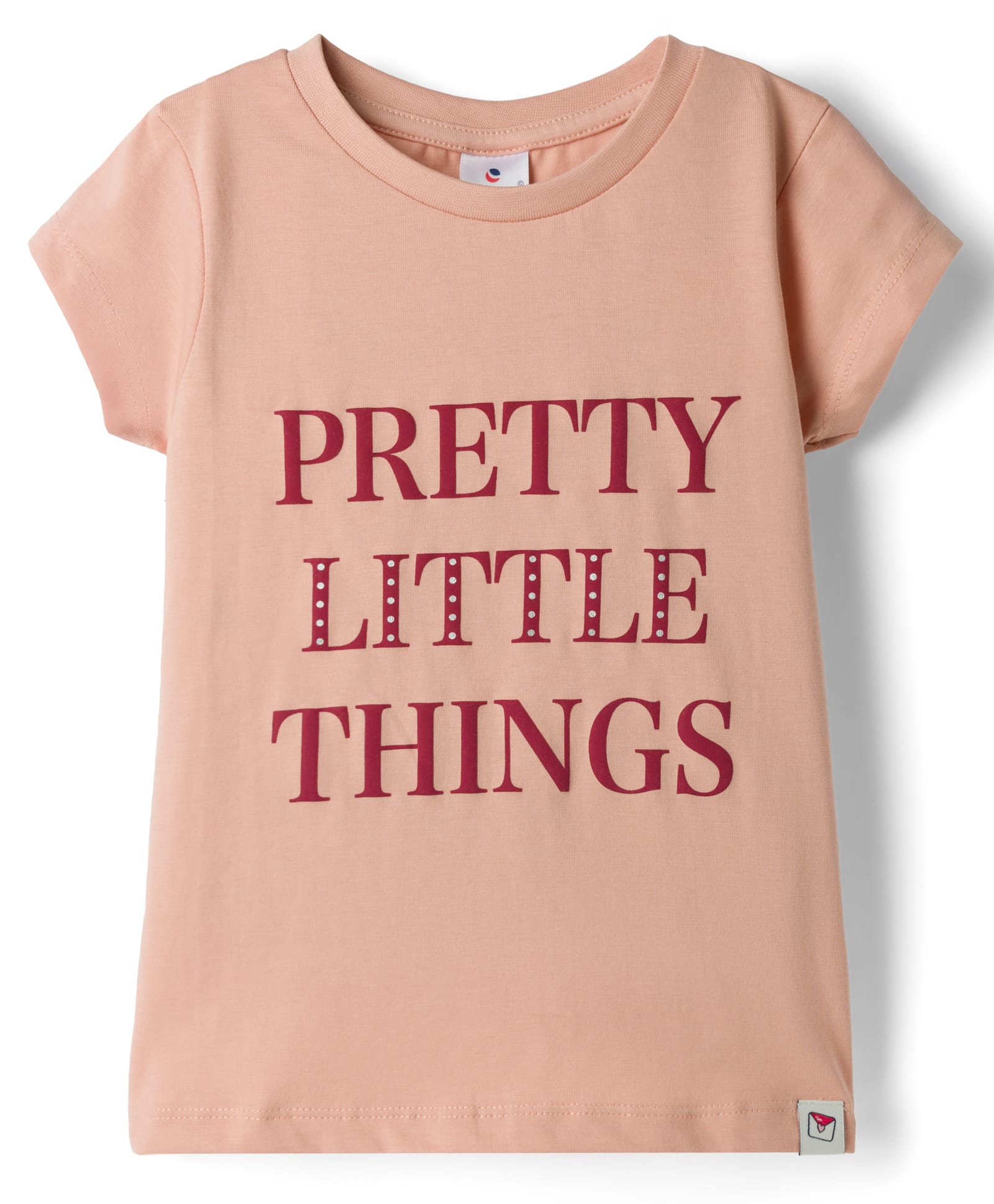 Ollypop Sinker Knit Half Sleeves Text Printed T-Shirt - Peach-picture-5