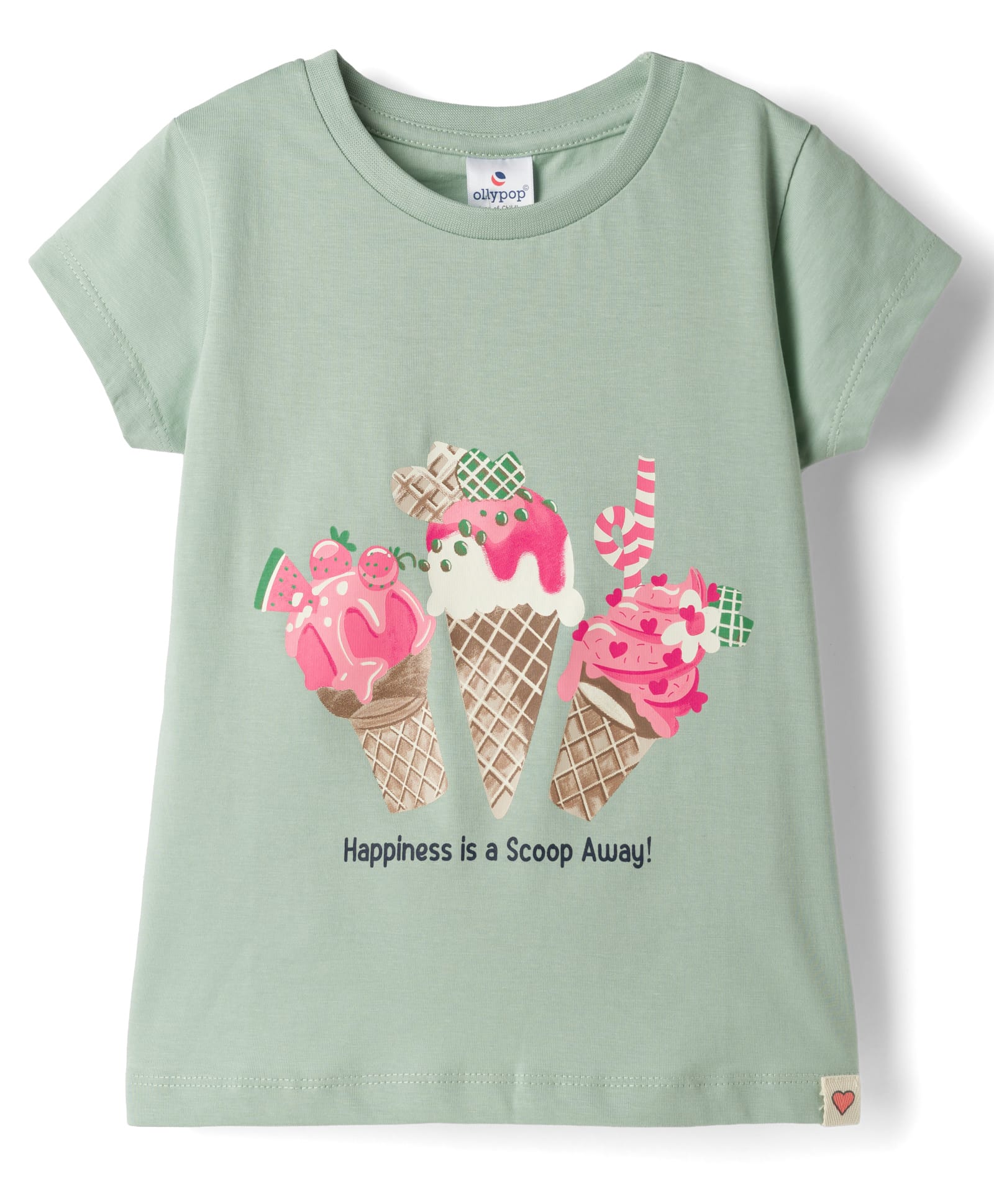 Ollypop Sinker Knit Half Sleeves Ice Cream Printed T-Shirt - Light green-image-47