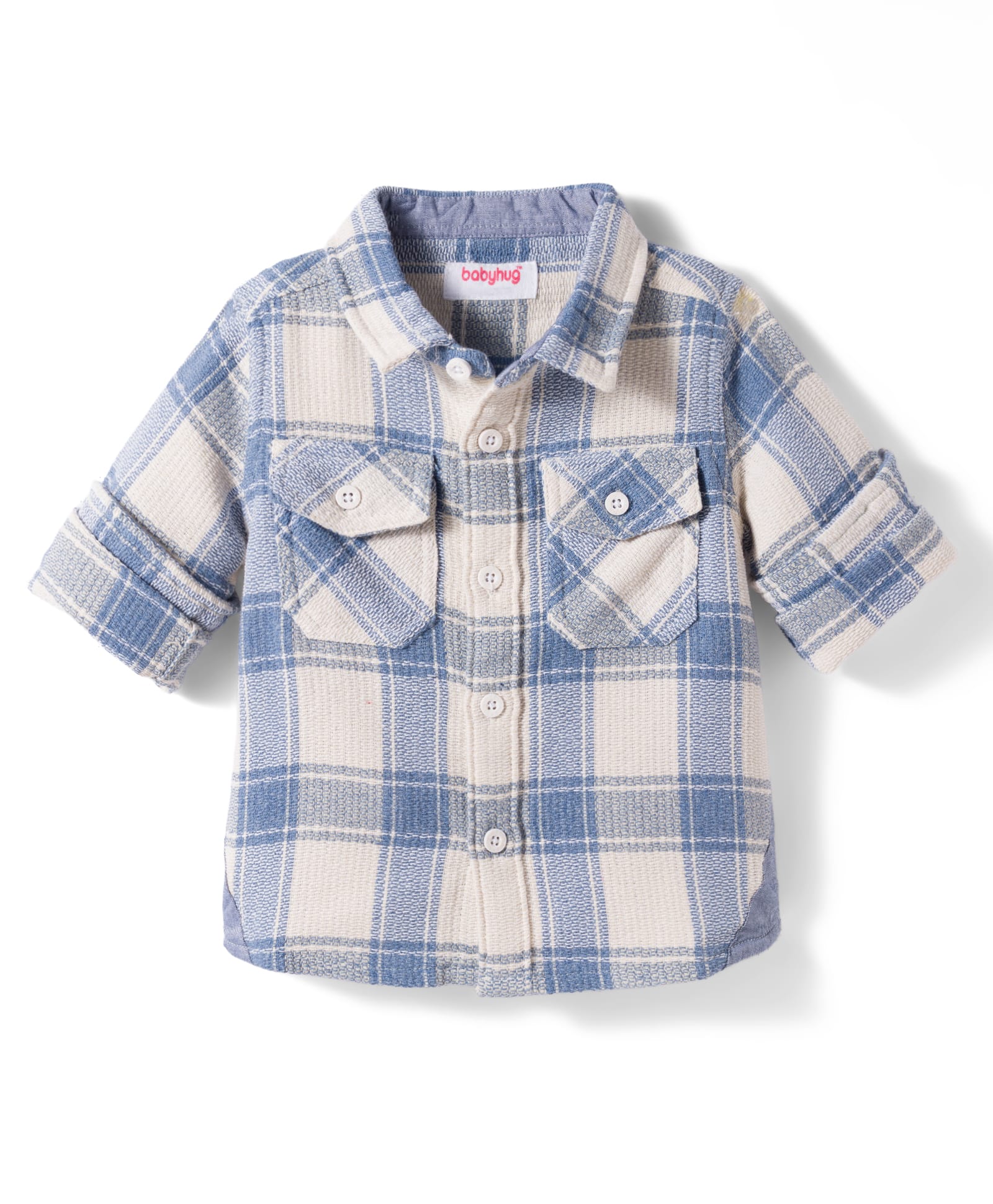 Babyhug Cotton Woven Full Sleeves Checkered Shirt - Blue-picture-18