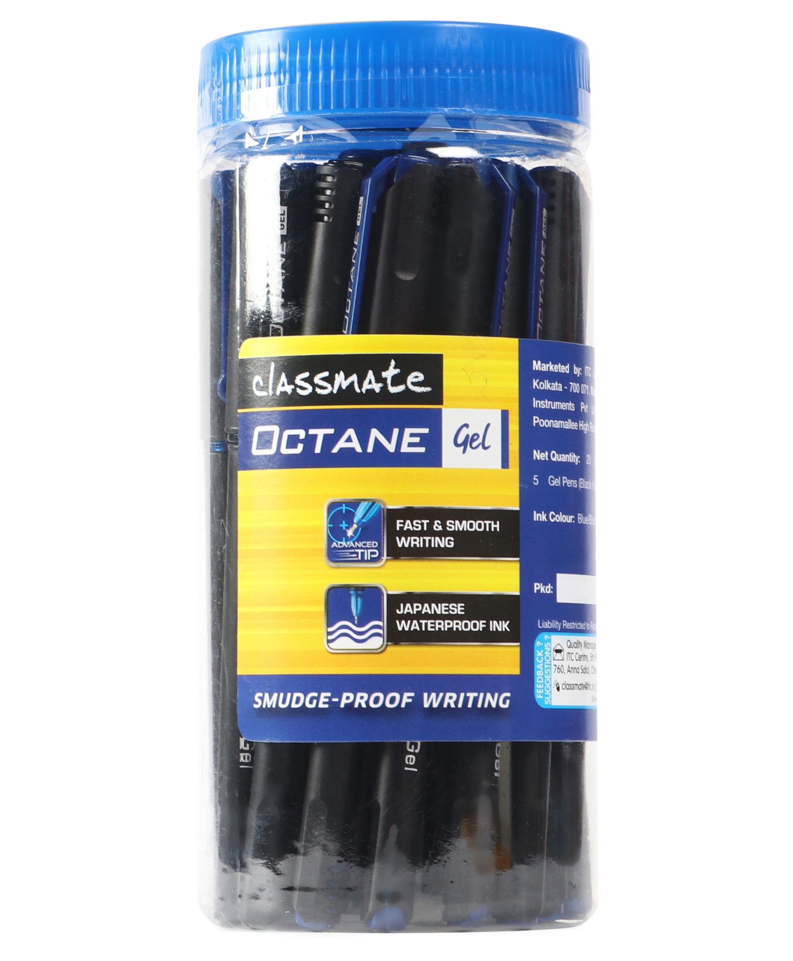 Classmate Octane Precision 0.55 Gel Pen Jar with Blue & Black Ink - Pack of 25-image-15