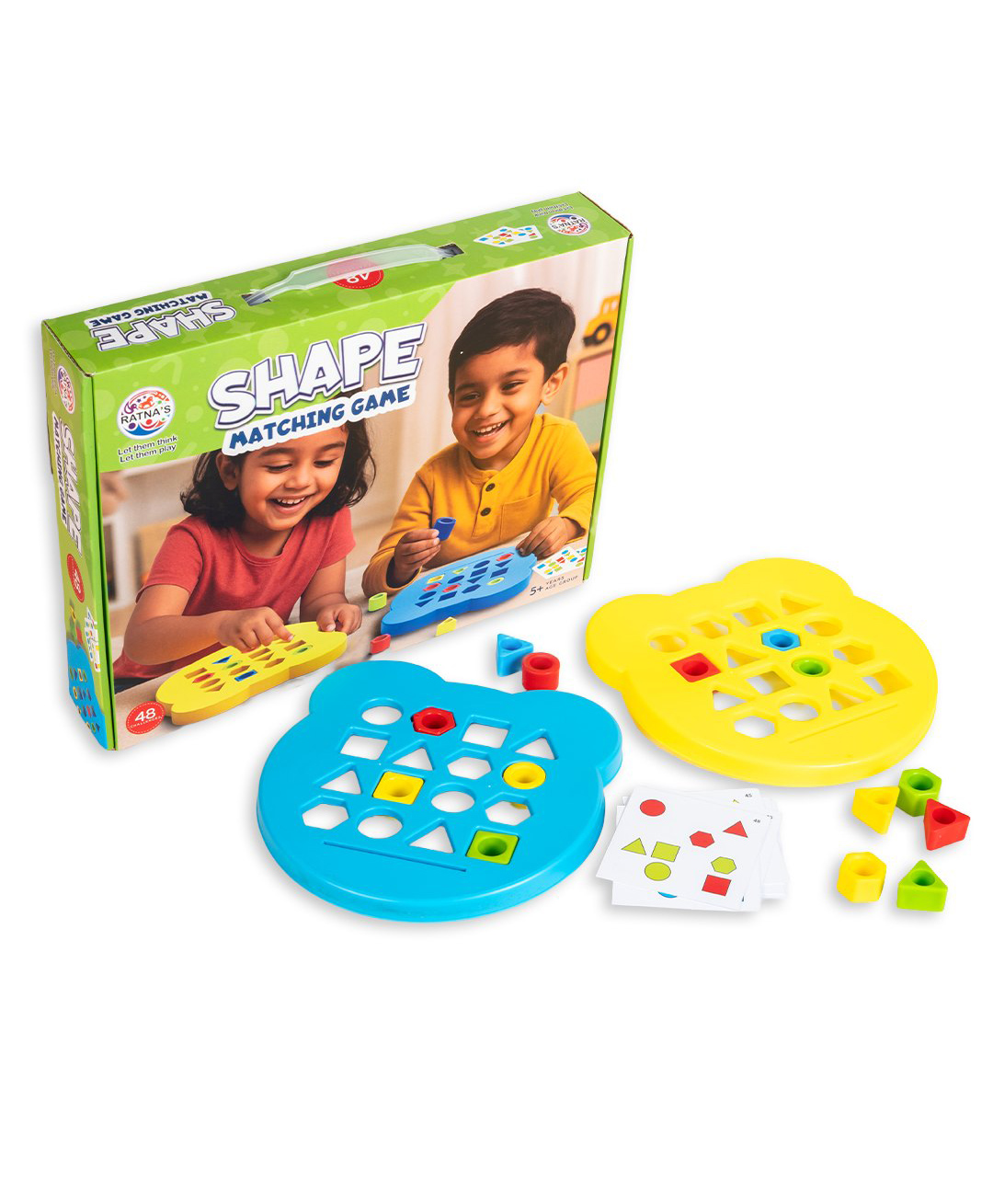 Ratnas Shape Matching Game 32 Shapes, 24 Challenge Cards & Tray Educational Toy for Pattern, Shape & Color Recognition.-image-41