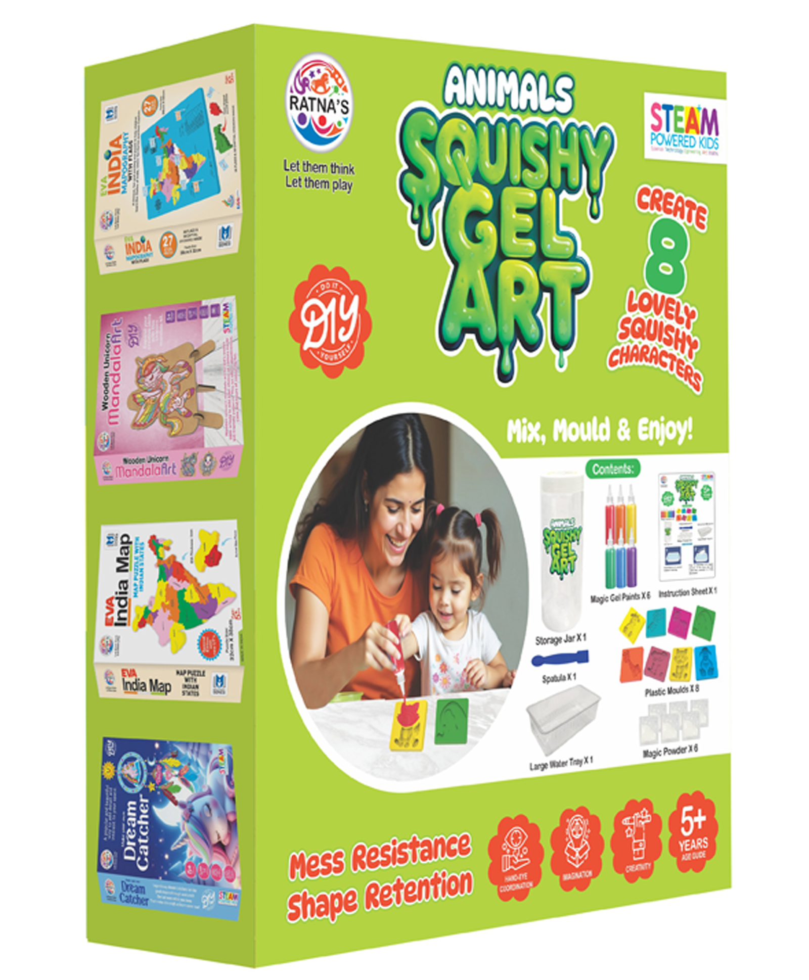 Ratnas Animals Squishy Gel Art Kit for Kids DIY Mix & Mould Fun with Magic Powders & Moulds - Multicolour-picture-38
