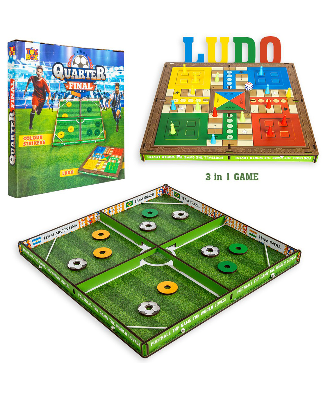 Ratnas Tox Box 2-in-1 Ludo & Color Strikers Board Game - Multicolor-image-8