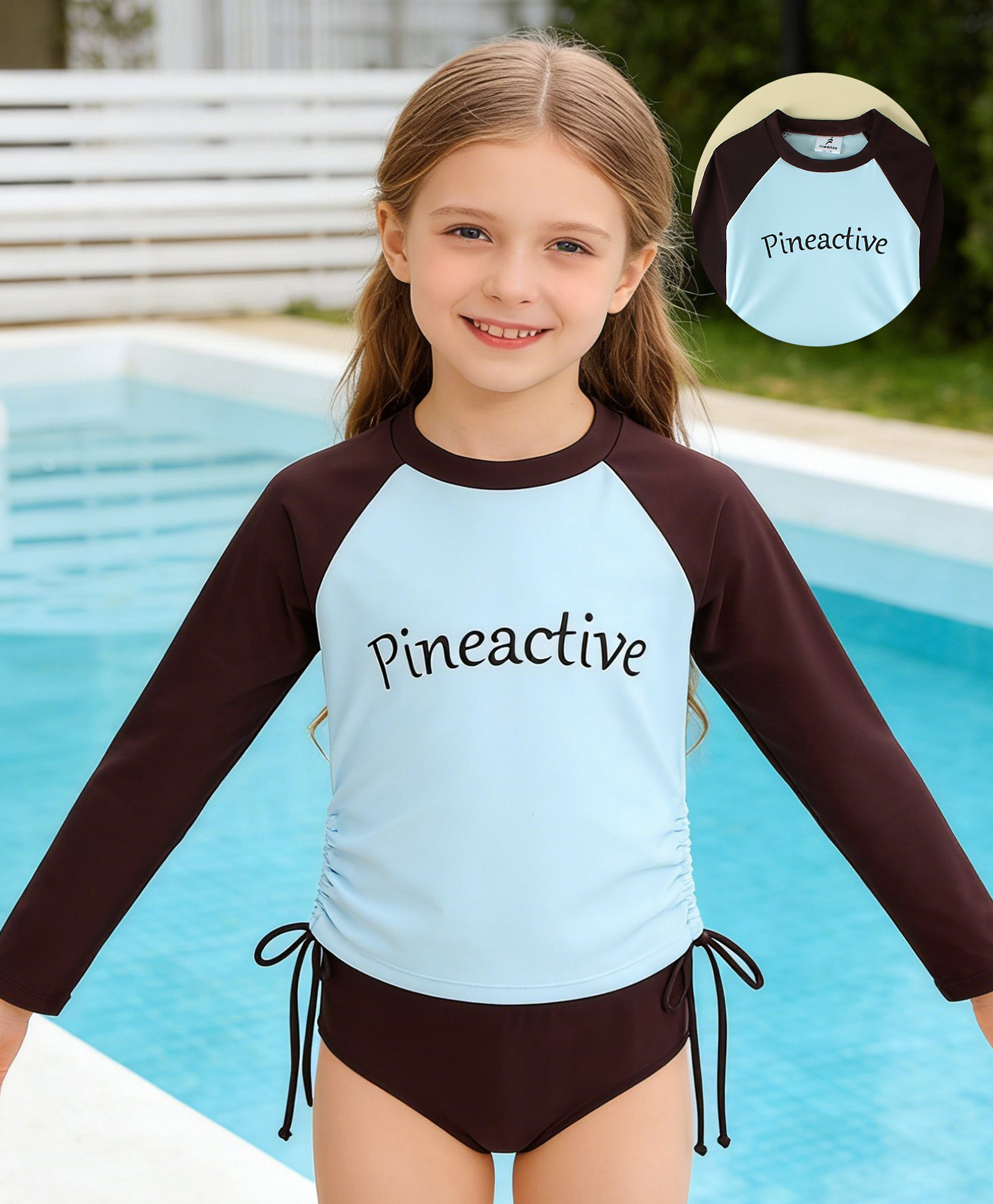Pine Active Raglan Full Sleeves Text Printed Two Piece Swimsuit - Light Blue-picture-14