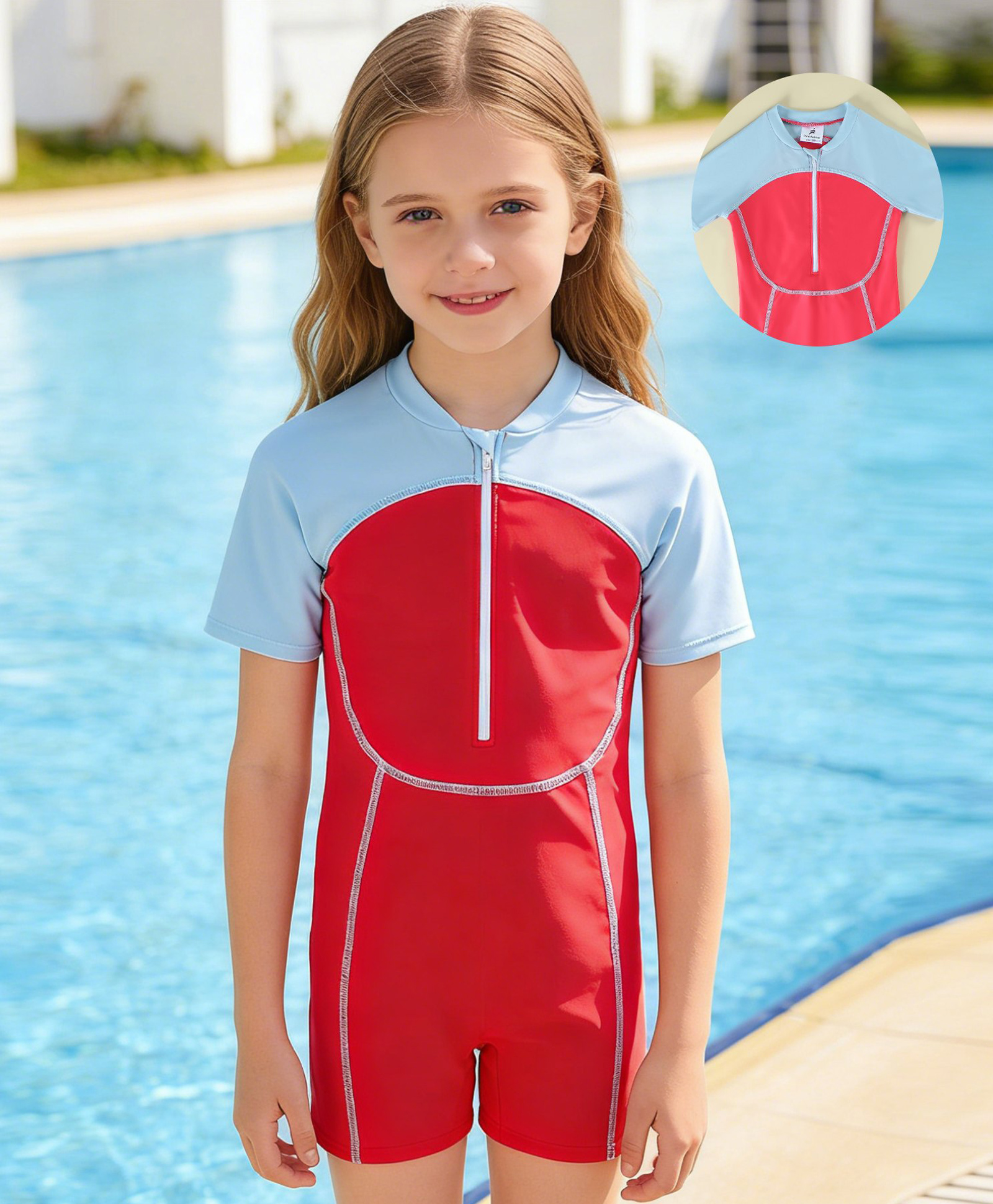 Pine Active Half Sleeves Cut N Sew Solid Legged Swimsuit - Fuchsia-image-25