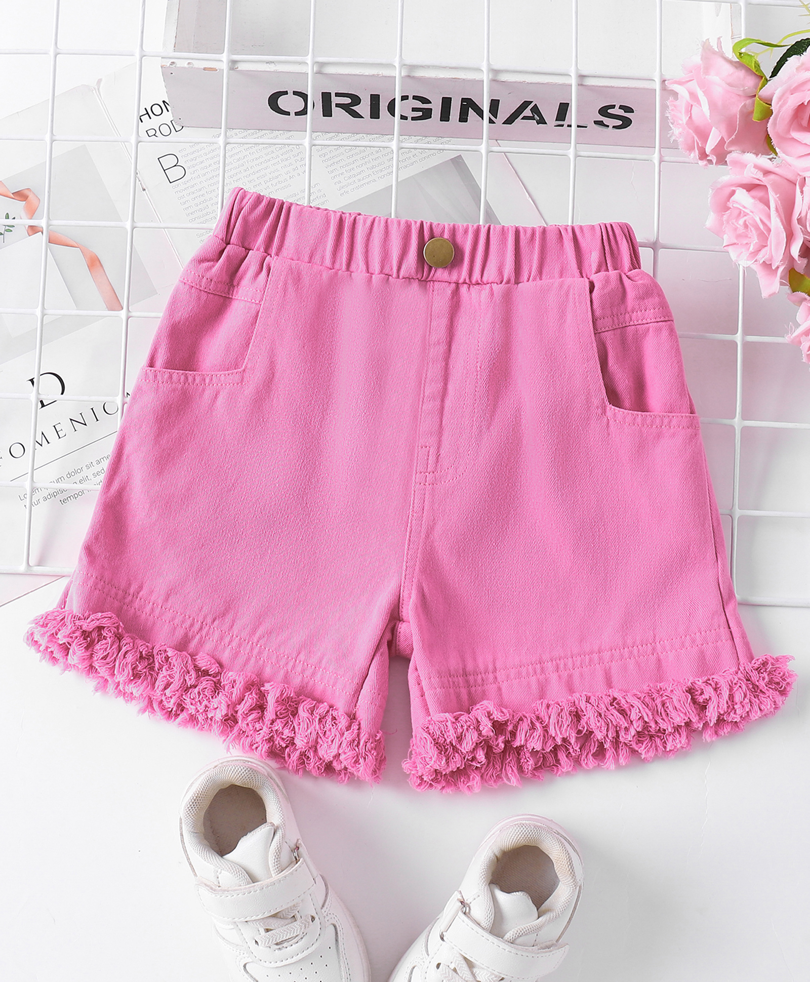Mark & Mia Cotton Shorts with Frill Detailing - Dark Pink-picture-21