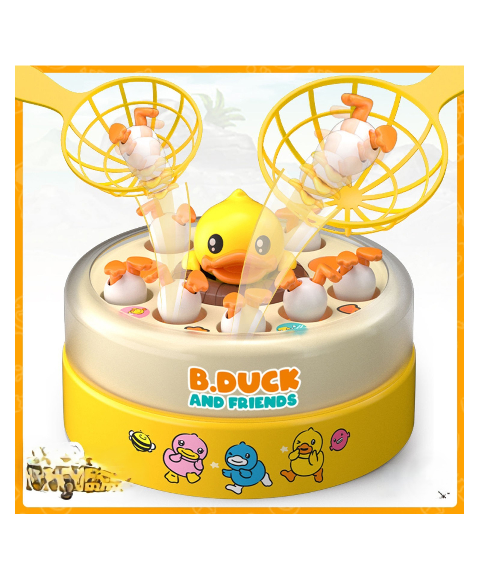 Zyamalox Rotating duck catching game with light sound, two player kids toys, interactive learning toy, premium quality toy for kids and outdoor play -Yellow-image-49