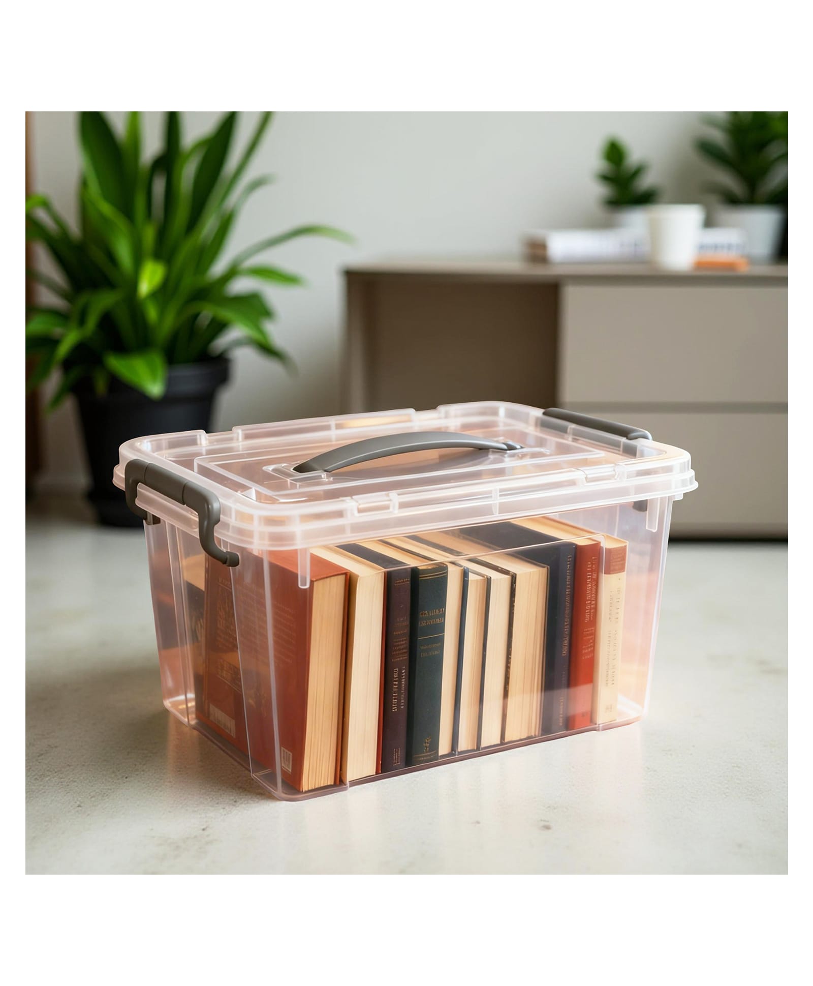 STOR Stackable Storage Box with Lid, 8.5L | Transparent & Grey | Polypropylene Storage Container | Home & Kitchen Organizer-picture-21