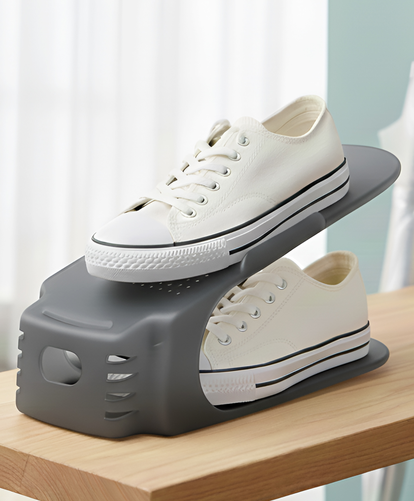 STOR Shoe Storage Rack, Set of 3 | Gray | Polypropylene Shoe Organizer | Home Storage-image-37