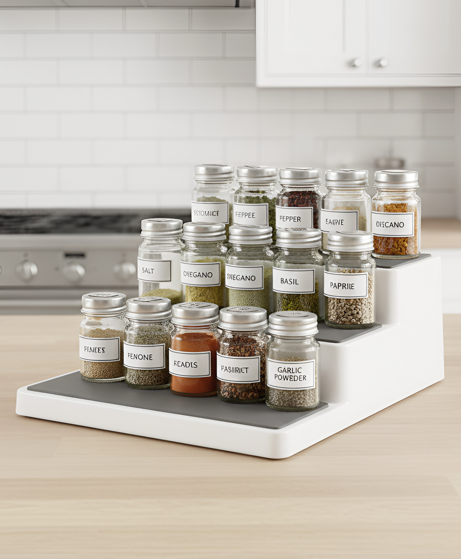 STOR 3-Tier Spice Rack Organiser | Polypropylene | Tiered Kitchen Storage | Cabinet & Countertop Organizer-picture-1