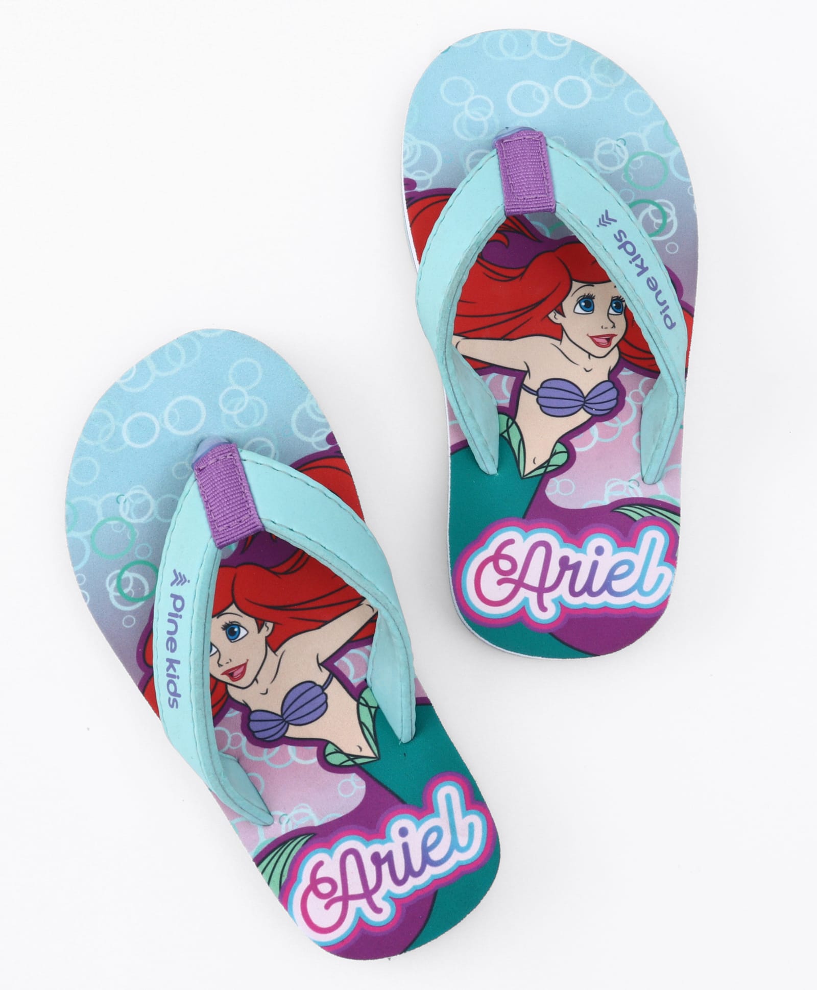 Pine Kids Disney Slip On Flip Flops with Ariel Print - Blue-image-21