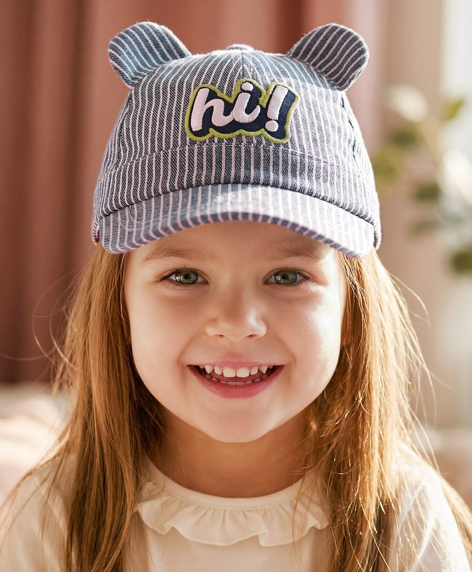 Babyhug Knit Striped Baseball Cap With Text Embroidery & Applique Blue - Diameter 17.5 cm-image-46