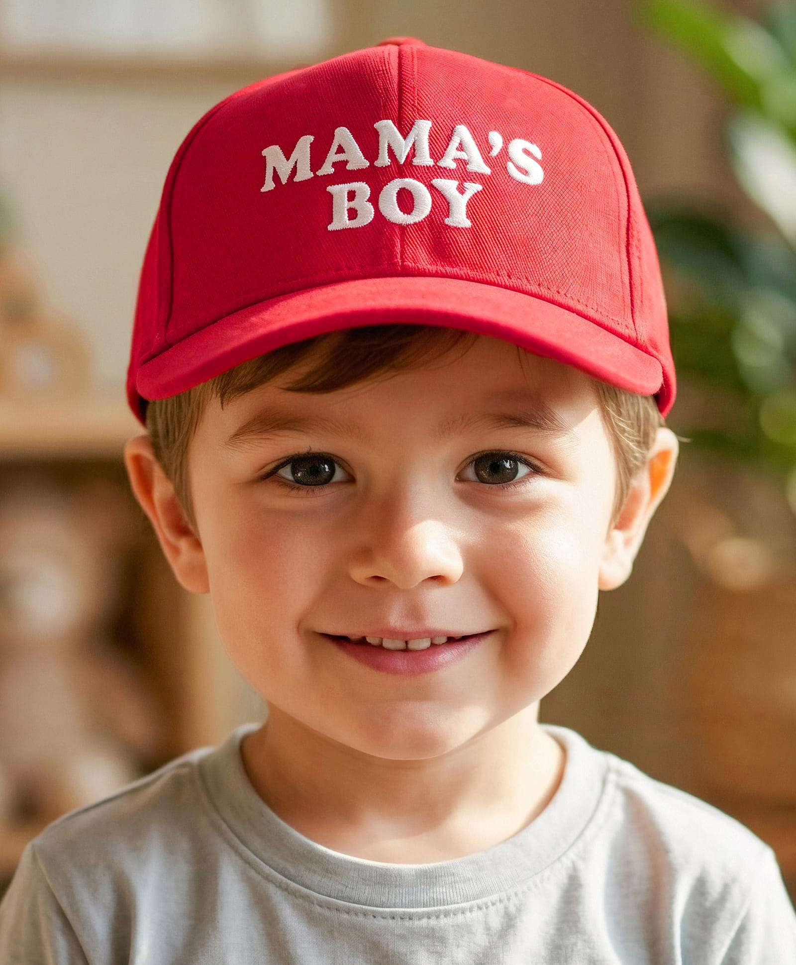 Babyhug Knit Woven Baseball Cap With Mama's Boy Text Embroidery Red - Diameter 18 cm-picture-21