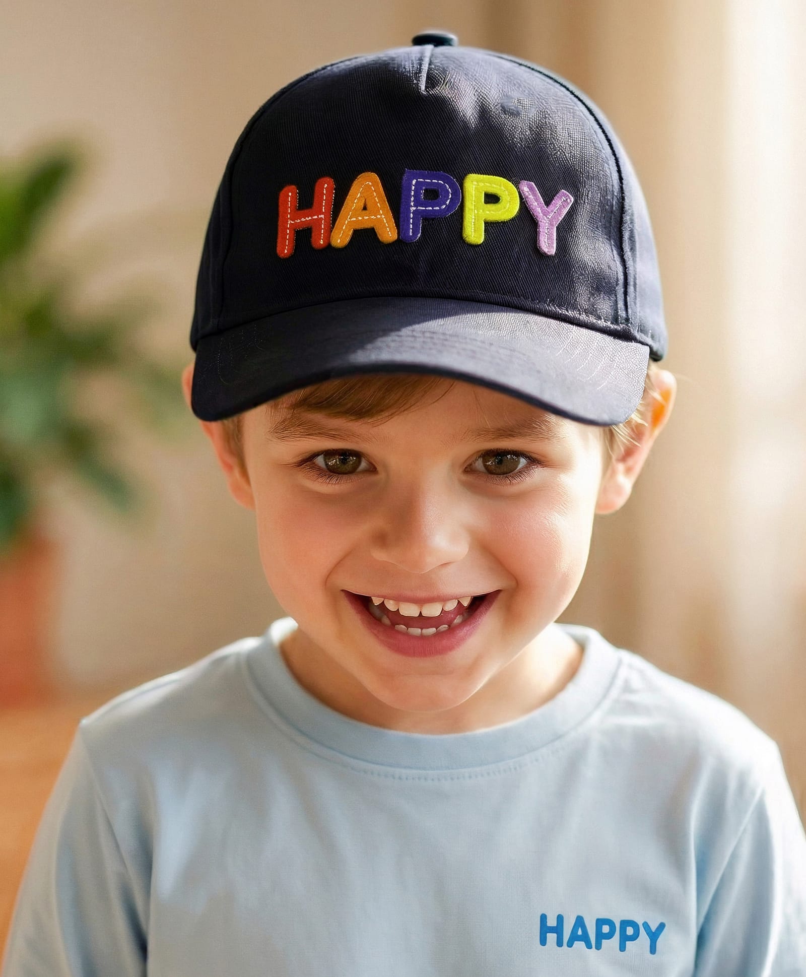 Babyhug Cotton Knit Baseball Cap With Text Embroidery Navy Blue - Diameter 17 cm-image-40