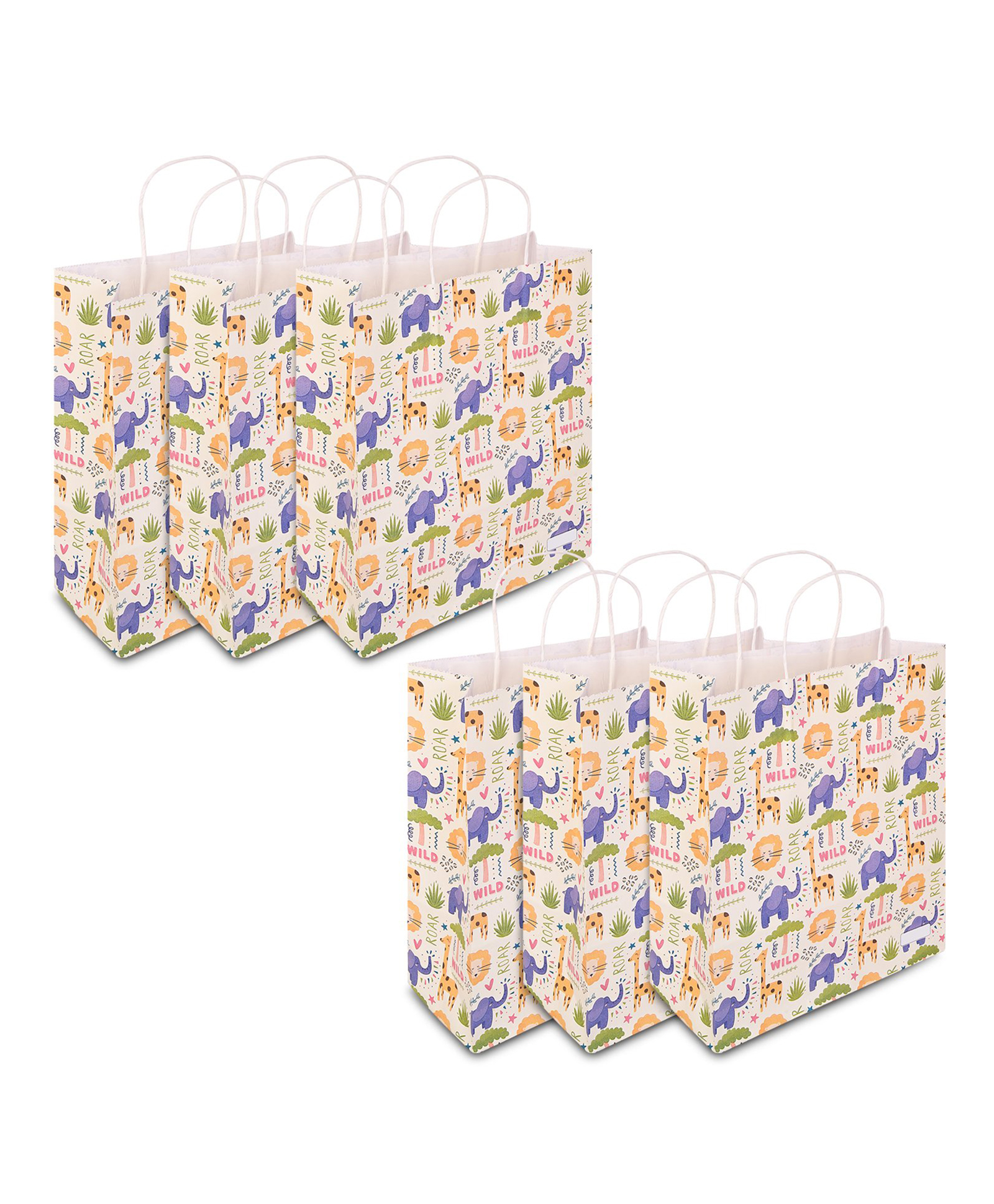 Asera Paper Gift Bags, 12x10x3 Inches, Party Favor Goodie Bags, Reusable Paper Return Gift Bags ( Jungle 6 Pcs)-picture-22