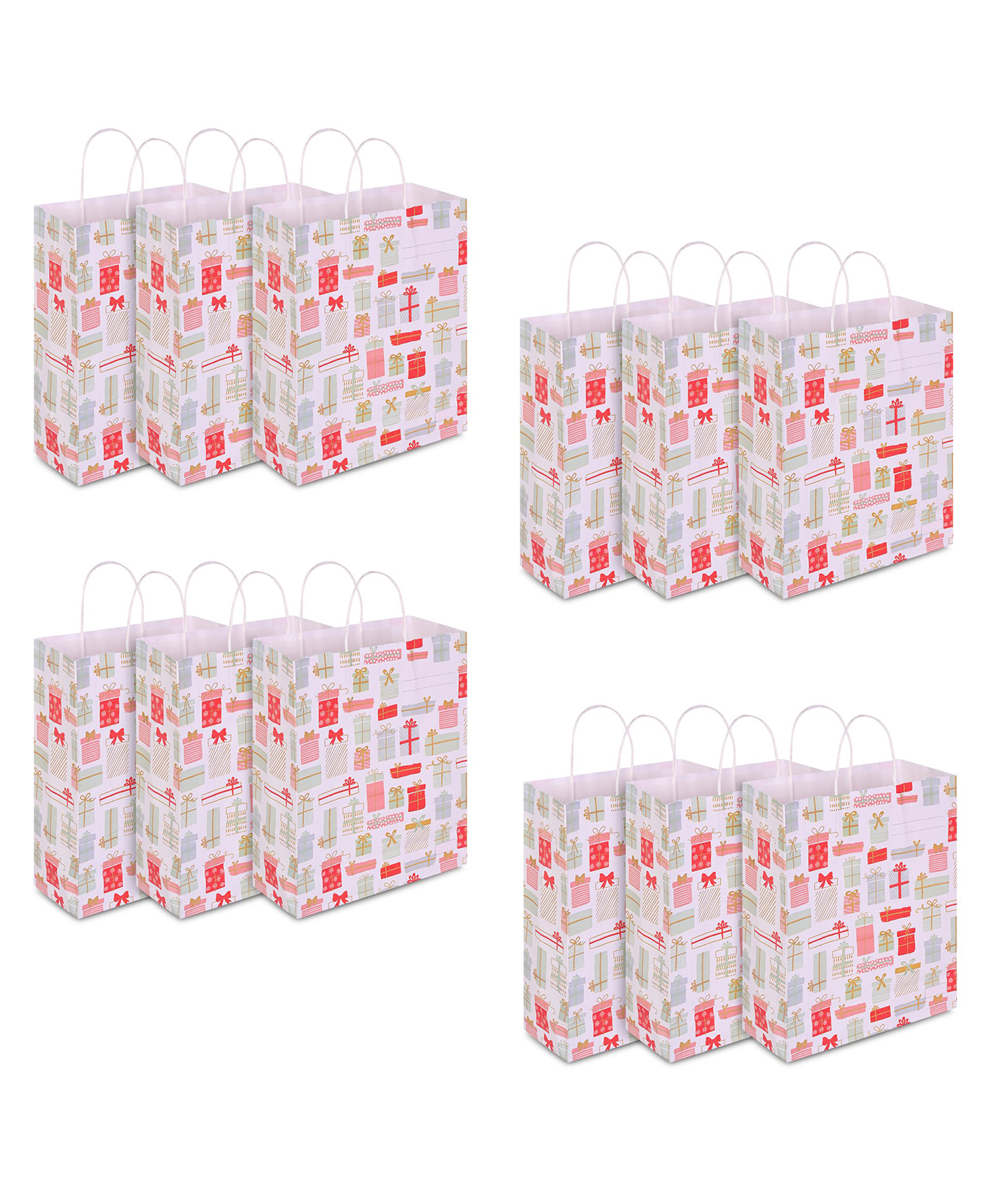 Asera Paper Gift Bags, 12x10x3 Inches, Party Favor Goodie Bags, Reusable Paper Return Gift Bags ( Gift Box 12 Pcs))