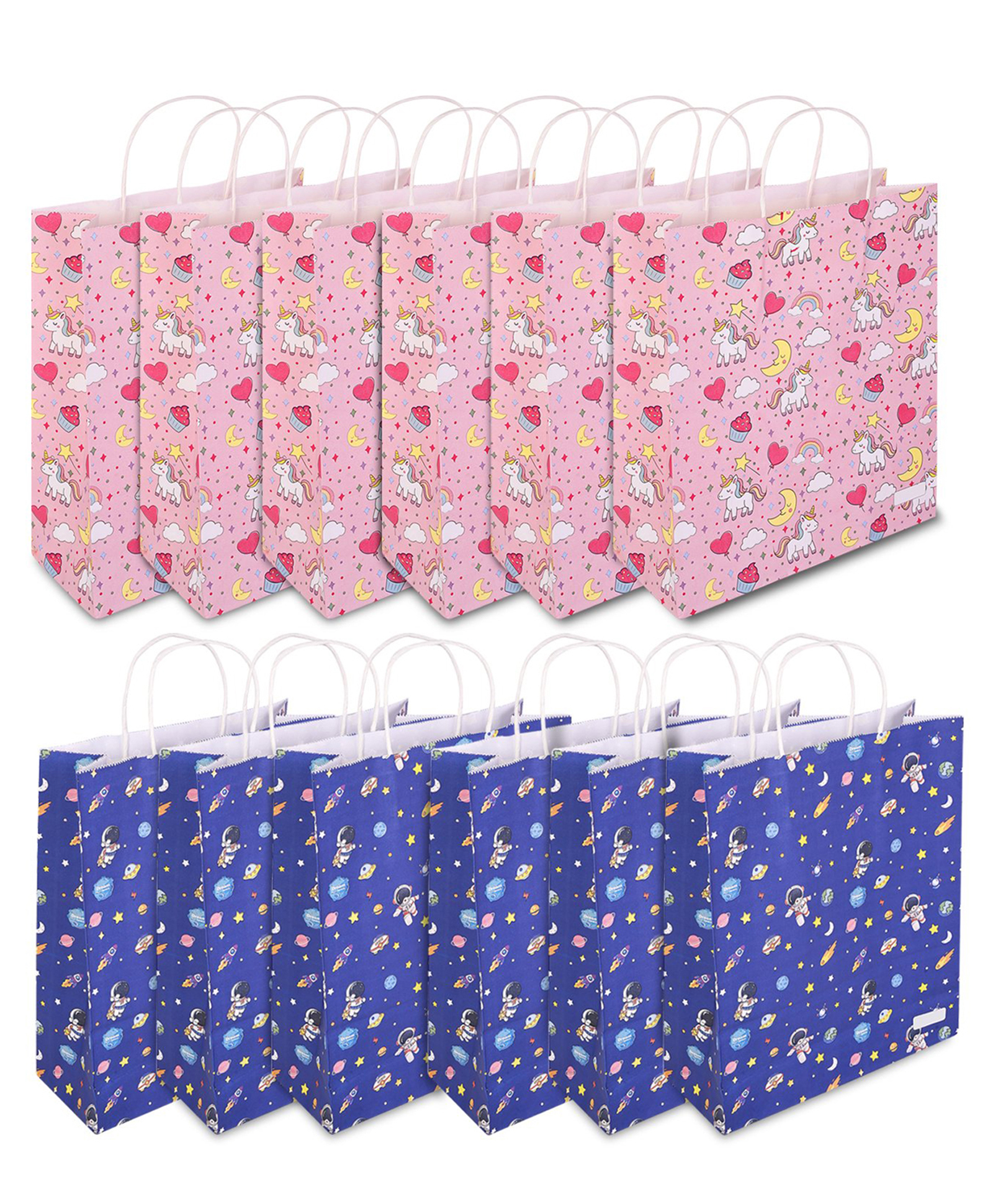 Asera Paper Gift Bags, 12x10x3 Inches, Party Favor Goodie Bags, Reusable Paper Return Gift Bags ( Unicorn & Space (12 Pcs))-picture-24