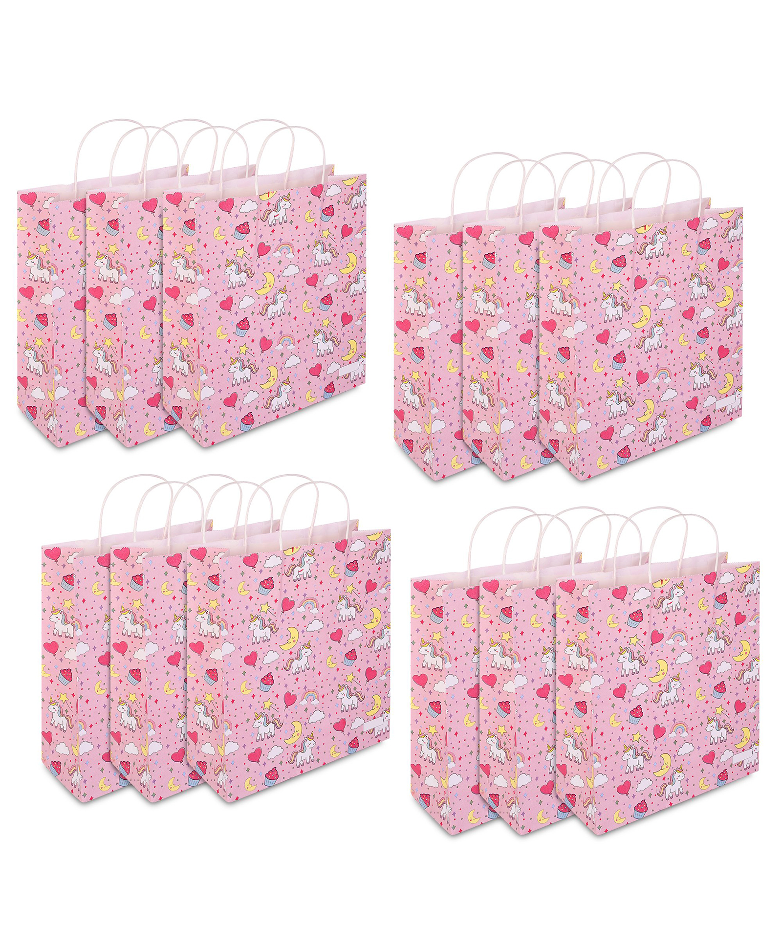 Asera Paper Gift Bags, 12x10x3 Inches, Party Favor Goodie Bags, Reusable Paper Return Gift Bags ( Unicorn (12 Pcs))