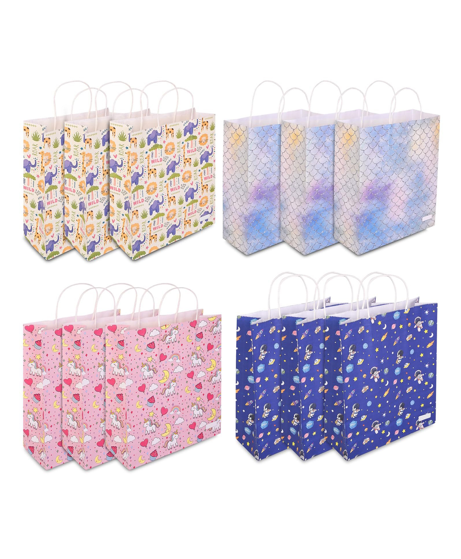 Asera Paper Gift Bags, 12x10x3 Inches, Party Favor Goodie Bags, Reusable Paper Return Gift Bags ( Mix (12 Pcs))-picture-28