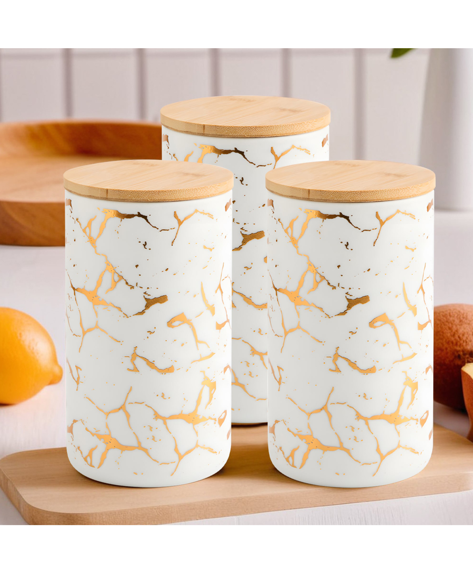 the better home 3 Ceramic Jar | 1000ml | White with print | YX13-L-WT-picture-35