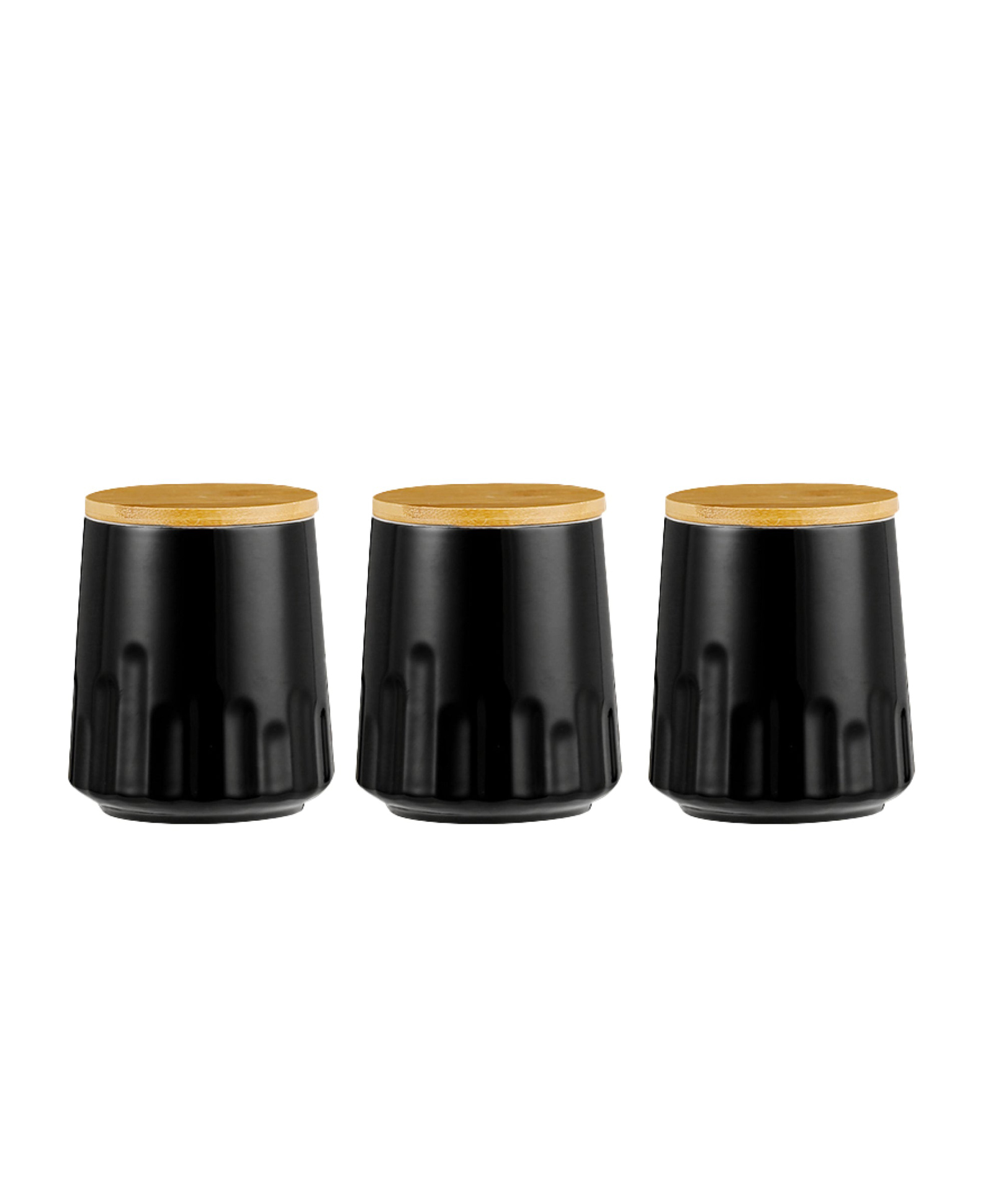 Ceramic Jars with Bamboo Lid|Set of 3 without holder|280ml Each | PLS3704-BK-S | Black-image-44