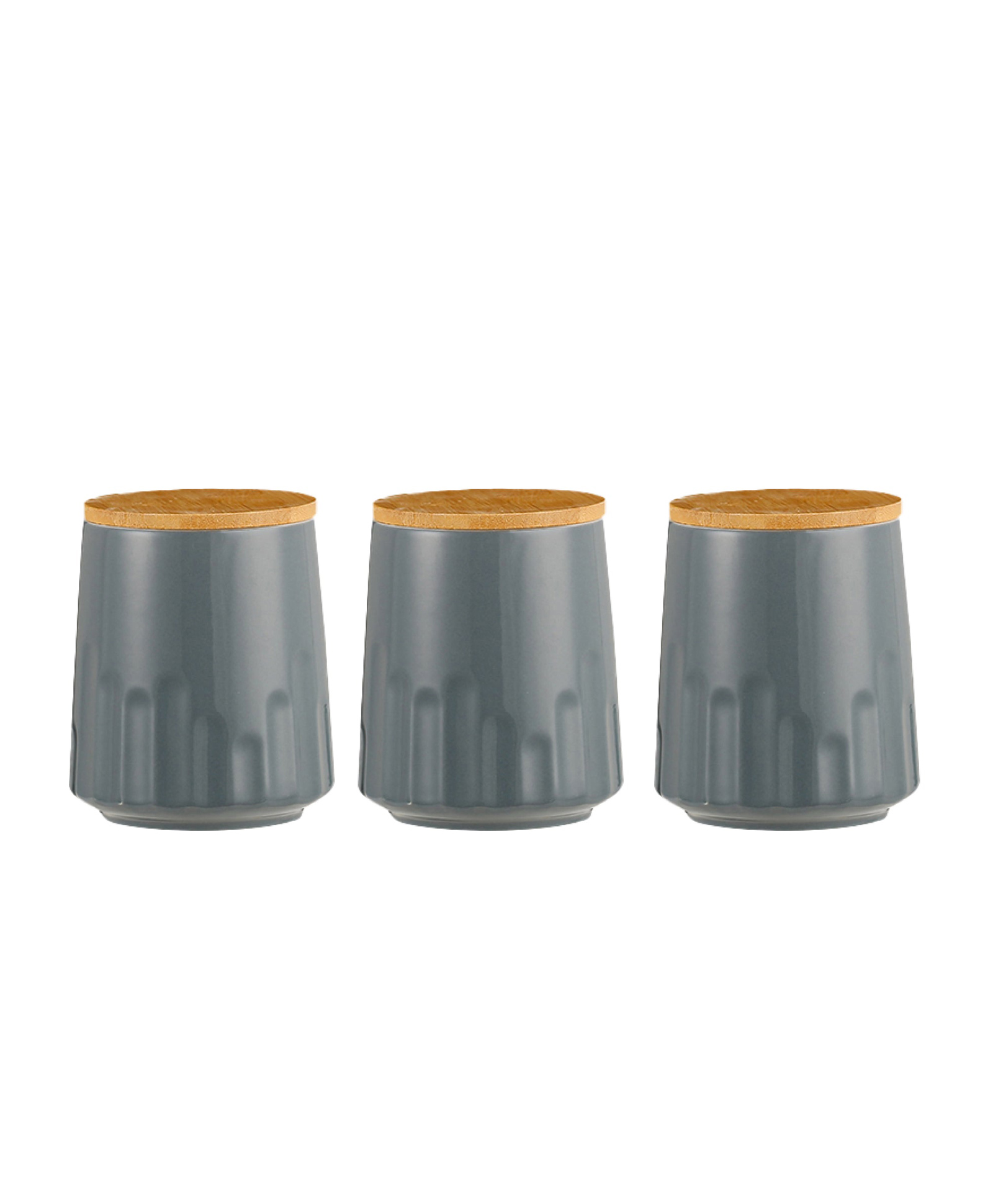 Ceramic Jars with Bamboo Lid|Set of 3 without holder|280ml Each | PLS3704-GY-S | Grey-image-44