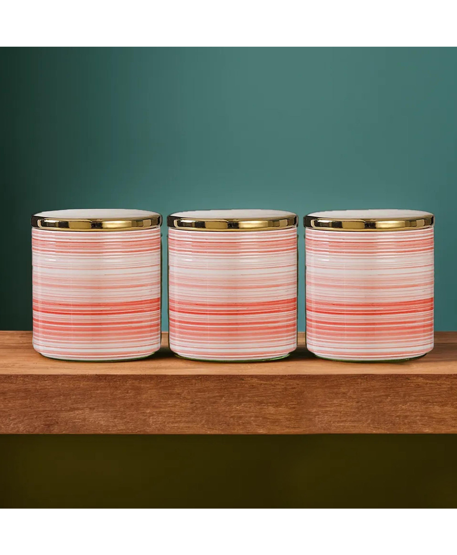 Ceramic Jars with Ceramic Lid|Set of 3 without holder|720ml Each | PLS705-L | Multi-colour-image-32