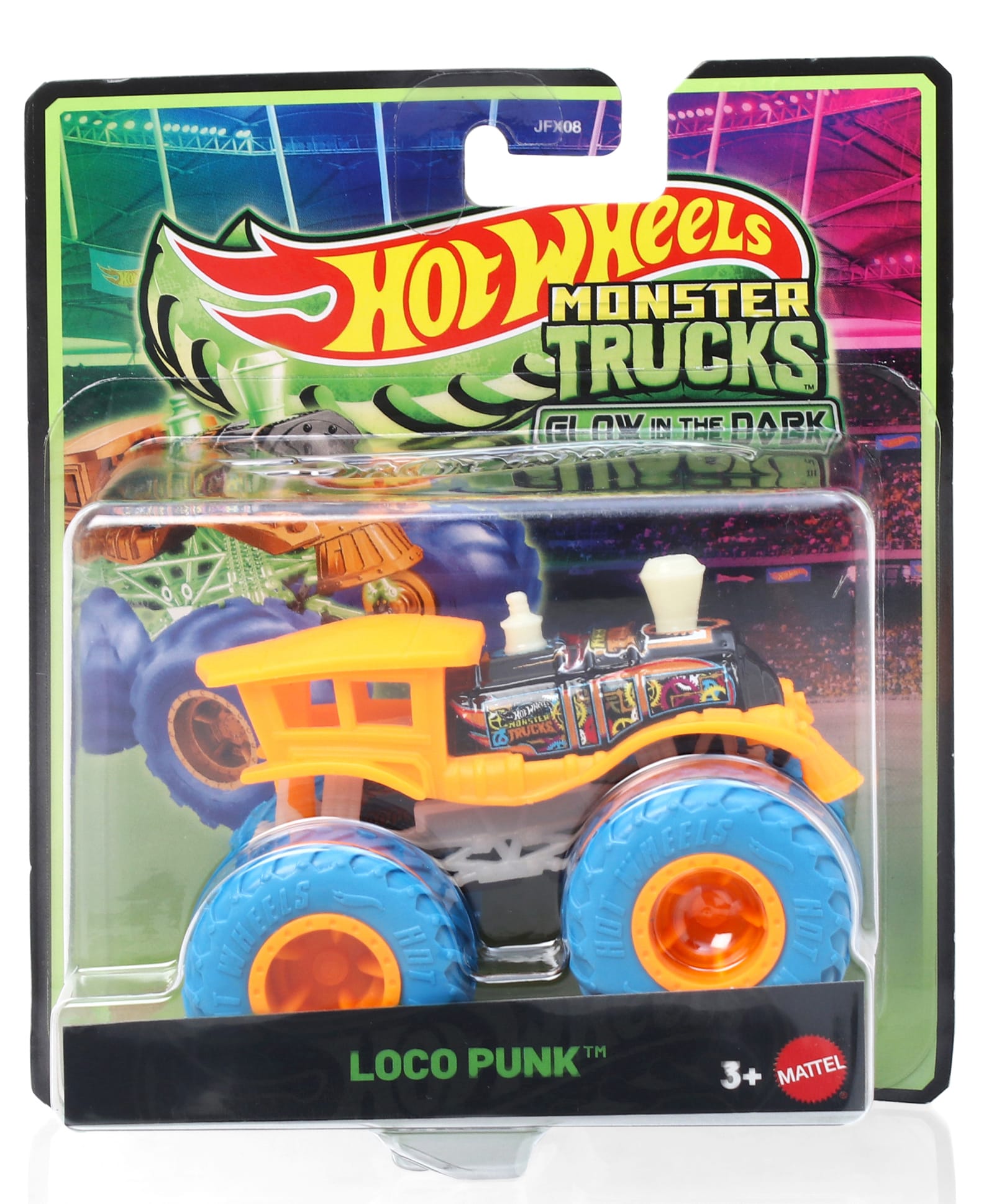 Hot Wheels Glows in the Dark Die-Cast Monster Toy Truck Loco Punk Scale 1:64 - Orange & Blue-image-48