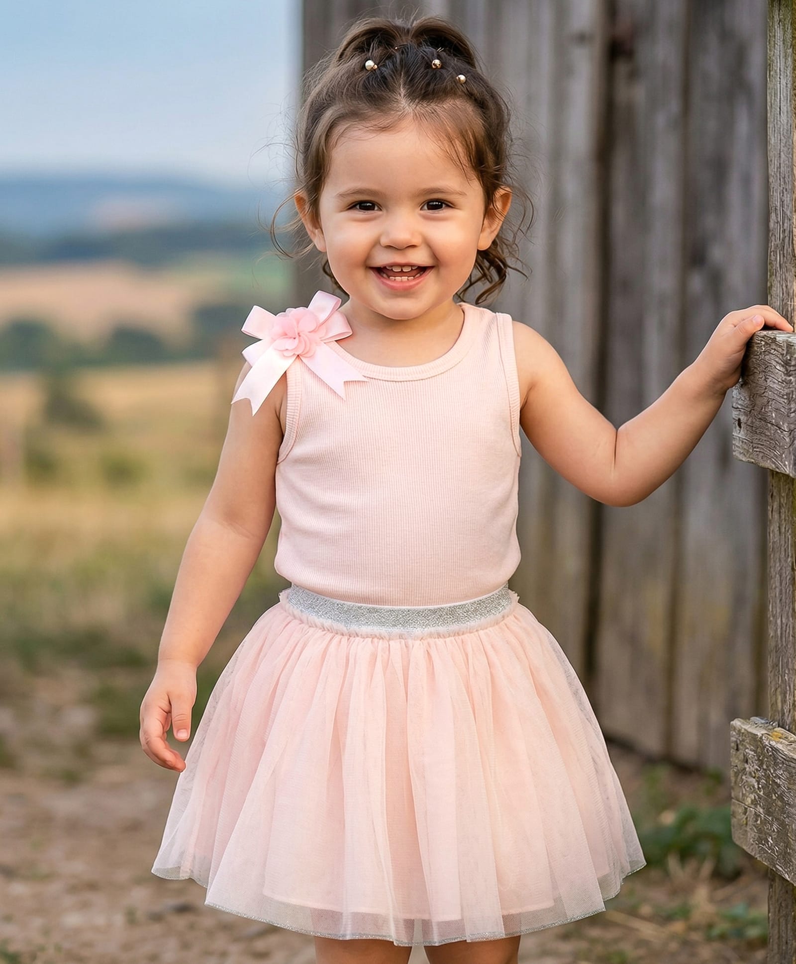 Babyhug Cotton Rib Knit Sleeveless Top & Skirt Set Floral Applique - Pink-image-41